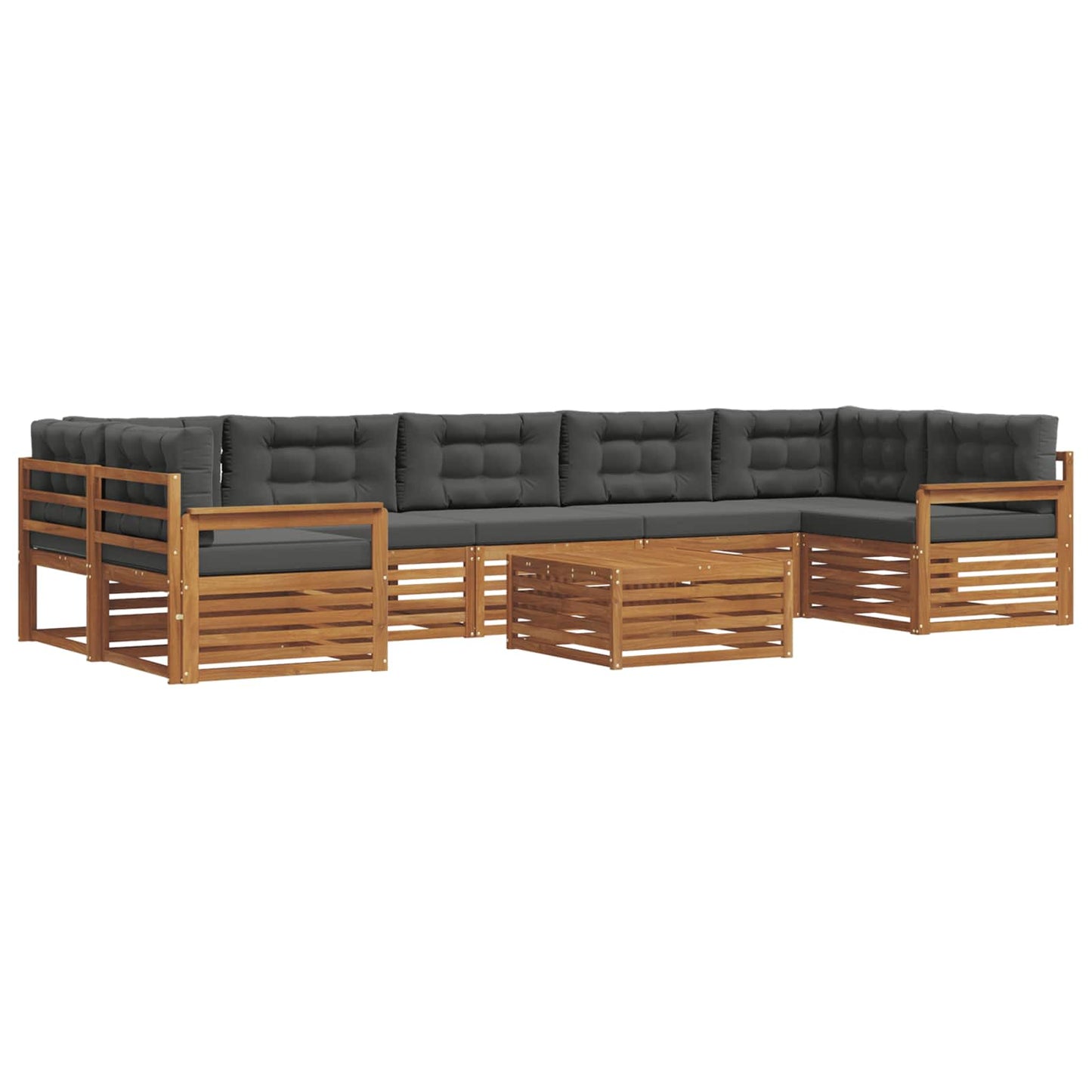 vidaXL Σειρά Καναπέ Εξωτερικού με μαξιλάρι 8 pcs Φυσικό και Ανθρακί