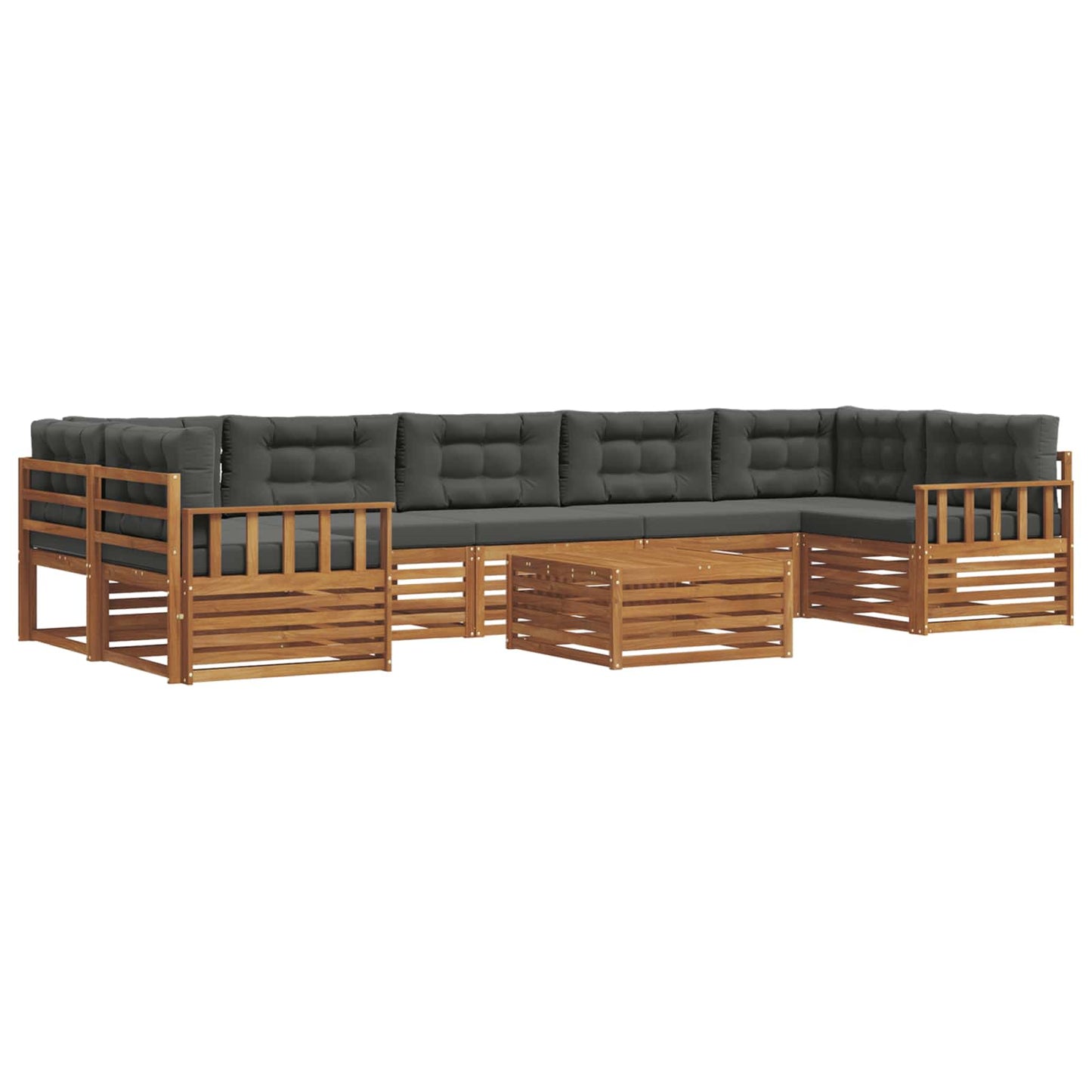 vidaXL Σειρά Καναπέ Εξωτερικού με μαξιλάρι 8 pcs Φυσικό και Ανθρακί