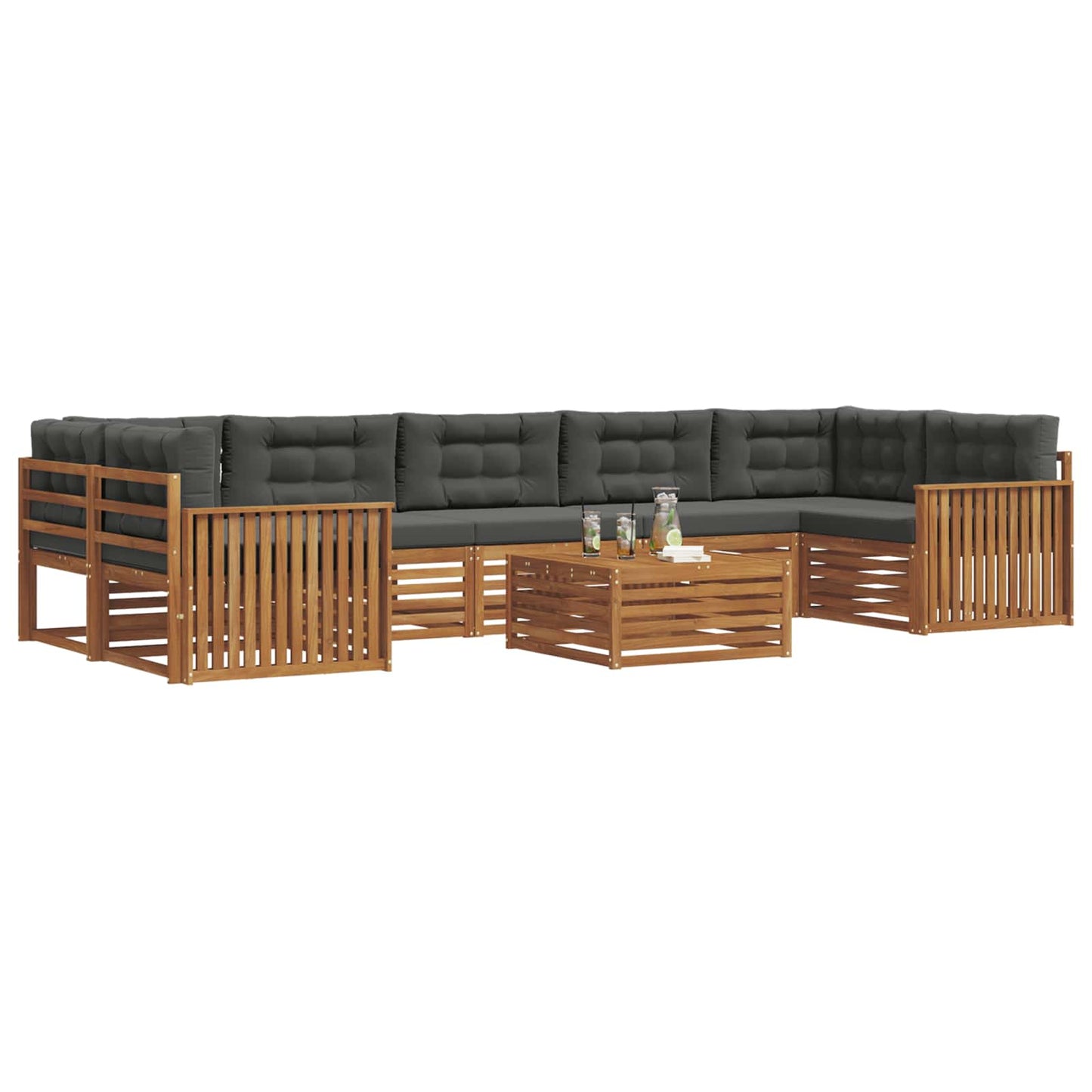 vidaXL Σειρά Καναπέ Εξωτερικού με μαξιλάρι 8 pcs Φυσικό και Ανθρακί