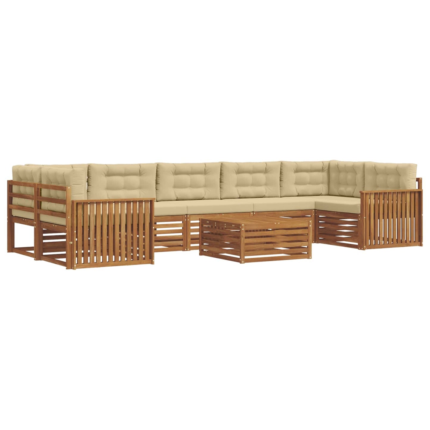 vidaXL Σειρά Καναπέ Εξωτερικού με μαξιλάρι 8 pcs Φυσικό και Μπεζ