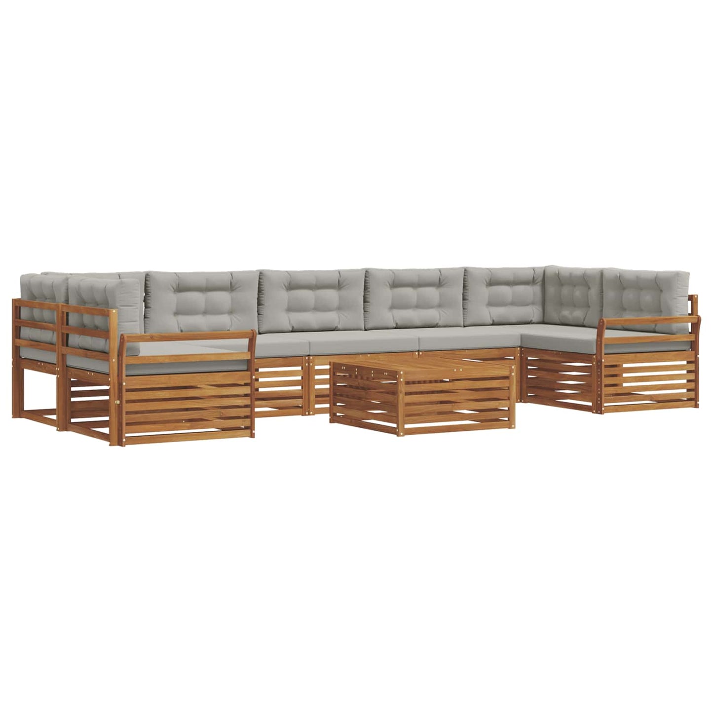 vidaXL Σειρά Καναπέ Εξωτερικού 8 pcs Φυσικό και Ανοιχτό Γκρι