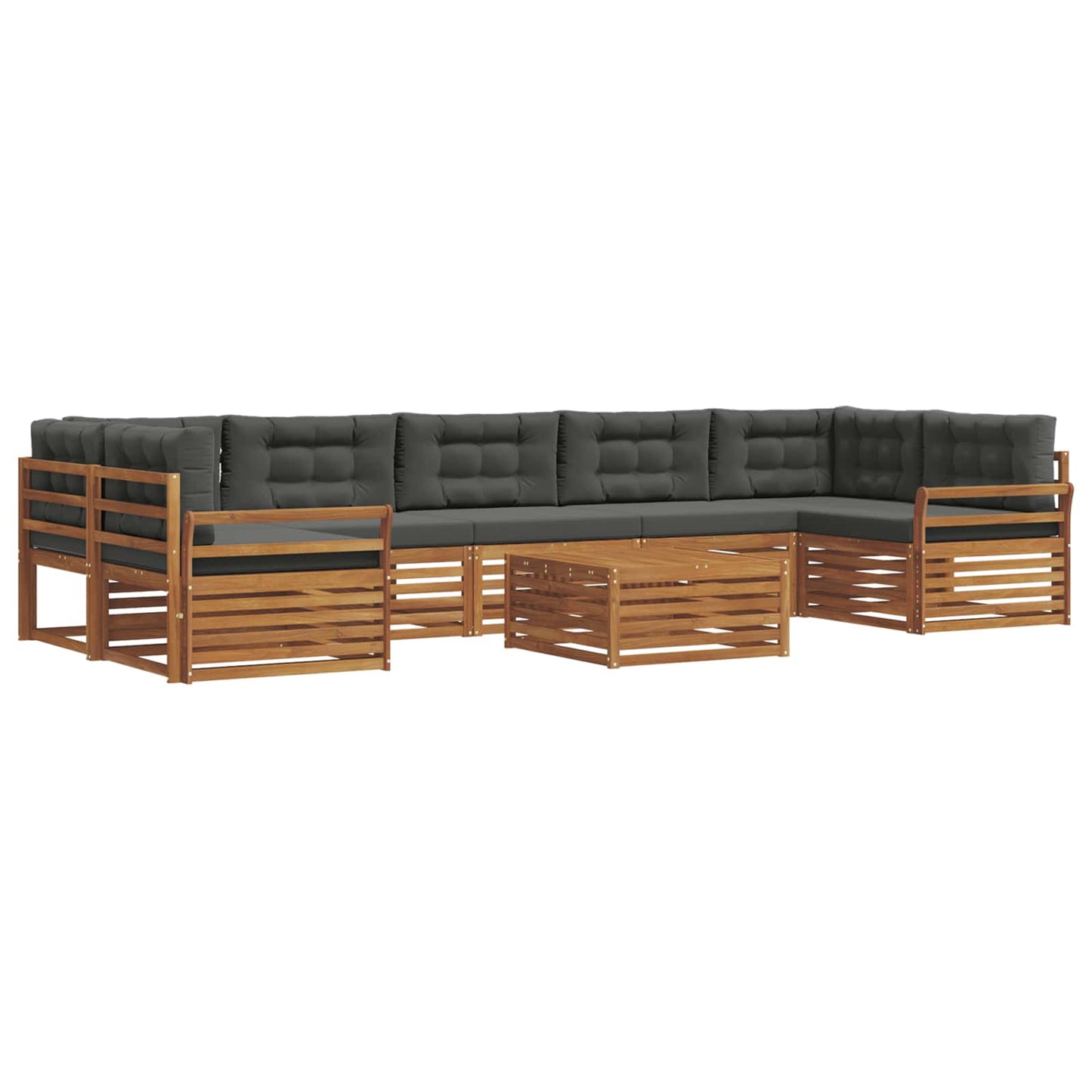 vidaXL Σειρά Καναπέ Εξωτερικού με μαξιλάρι 8 pcs Φυσικό και Ανθρακί