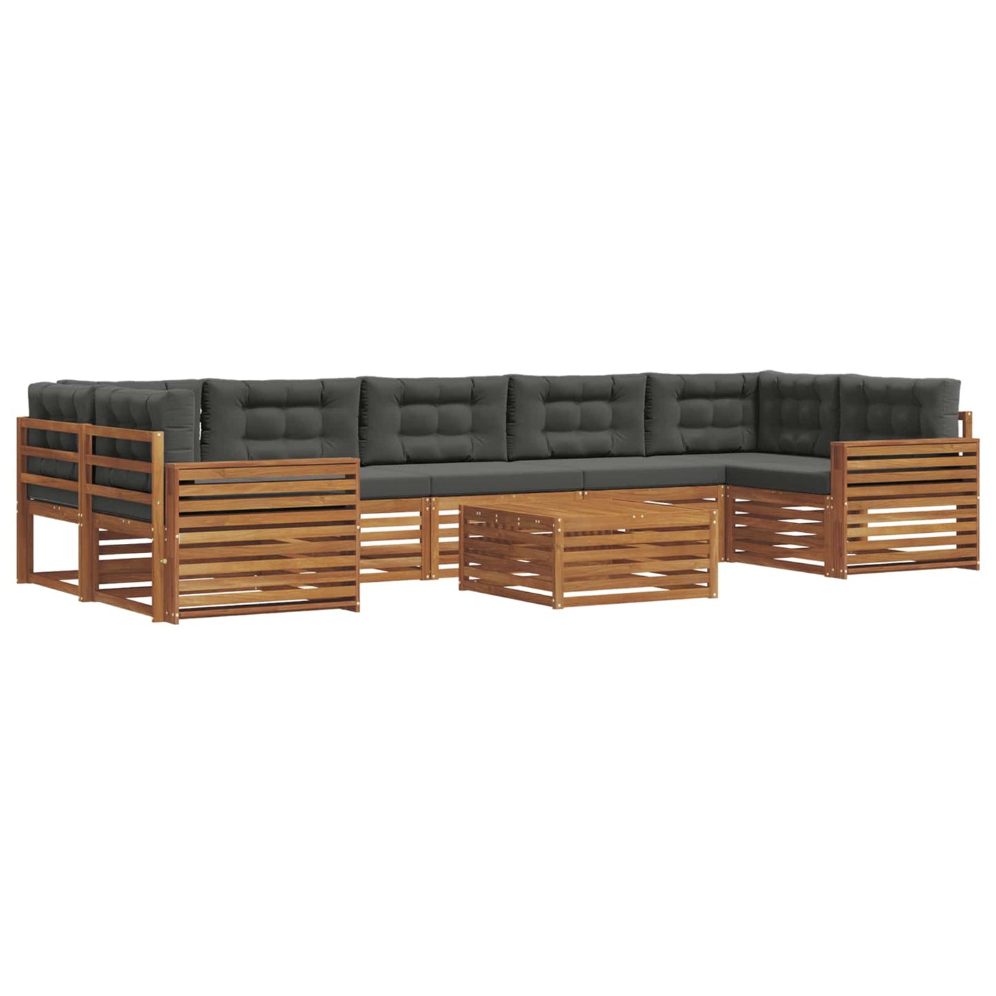 vidaXL Σειρά Καναπέ Εξωτερικού με μαξιλάρι 8 pcs Φυσικό και Ανθρακί