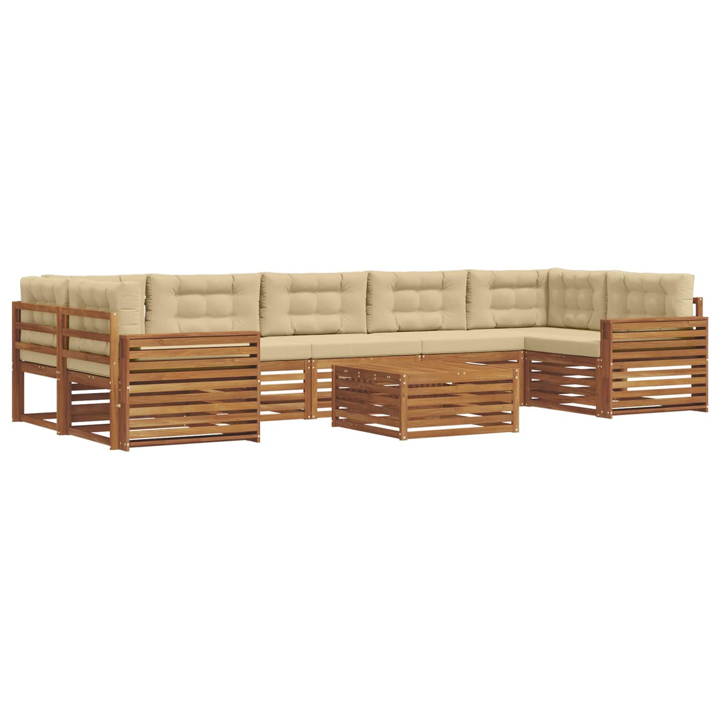 vidaXL Σειρά Καναπέ Εξωτερικού με μαξιλάρι 8 pcs Φυσικό και Μπεζ
