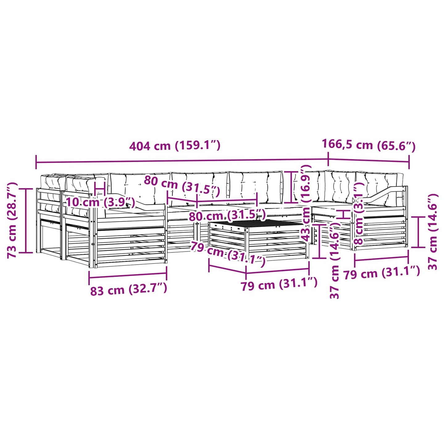 vidaXL Σειρά Καναπέ Εξωτερικού 8 pcs Φυσικό και Ανοιχτό Γκρι