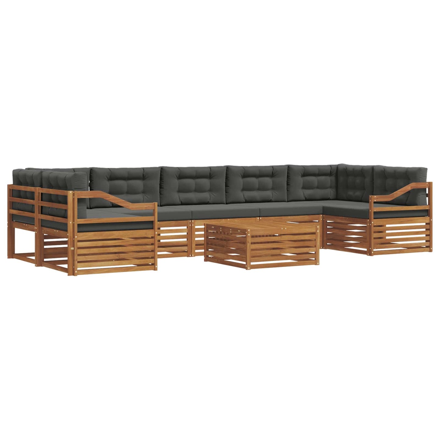 vidaXL Σειρά Καναπέ Εξωτερικού με μαξιλάρι 8 pcs Φυσικό και Ανθρακί