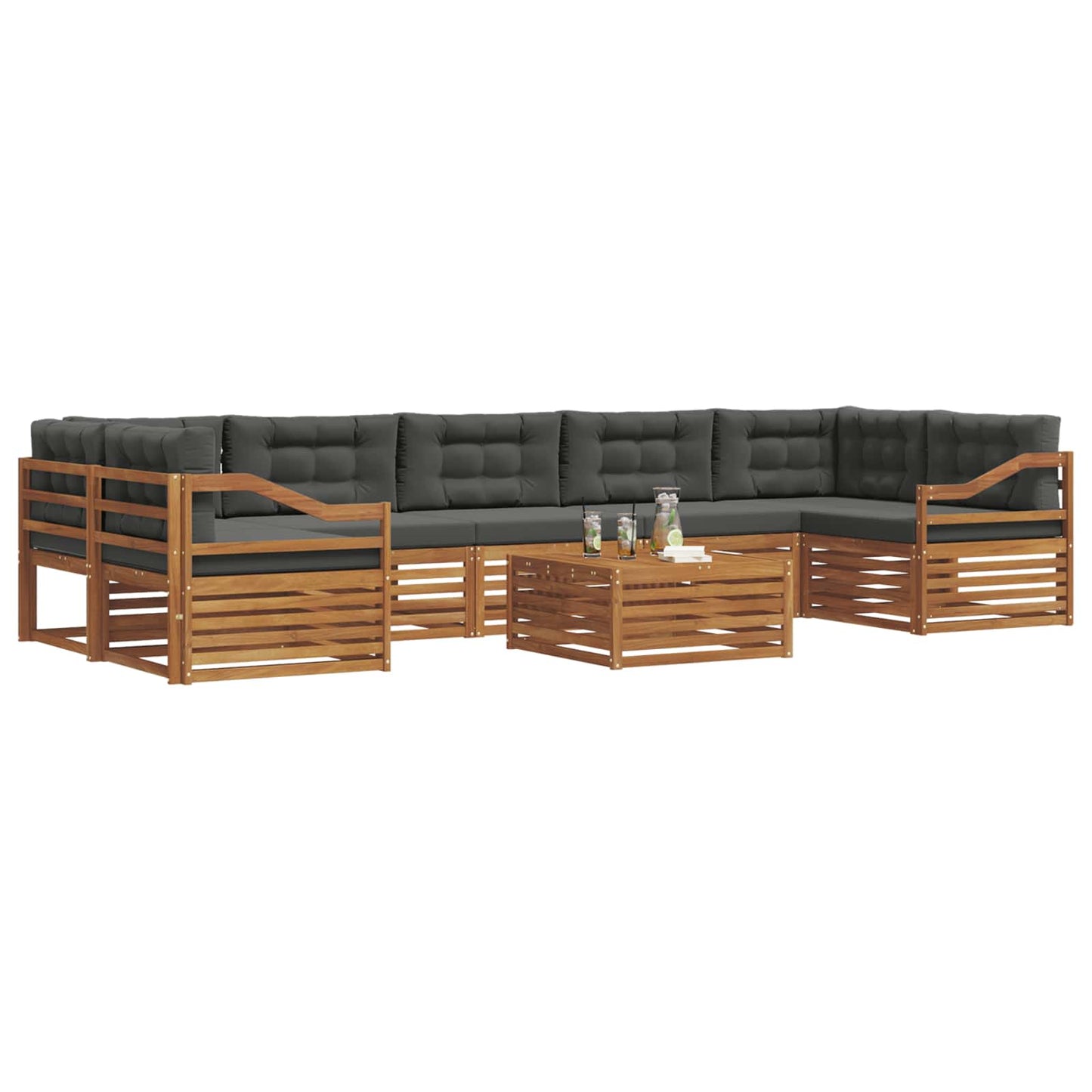 vidaXL Σειρά Καναπέ Εξωτερικού με μαξιλάρι 8 pcs Φυσικό και Ανθρακί