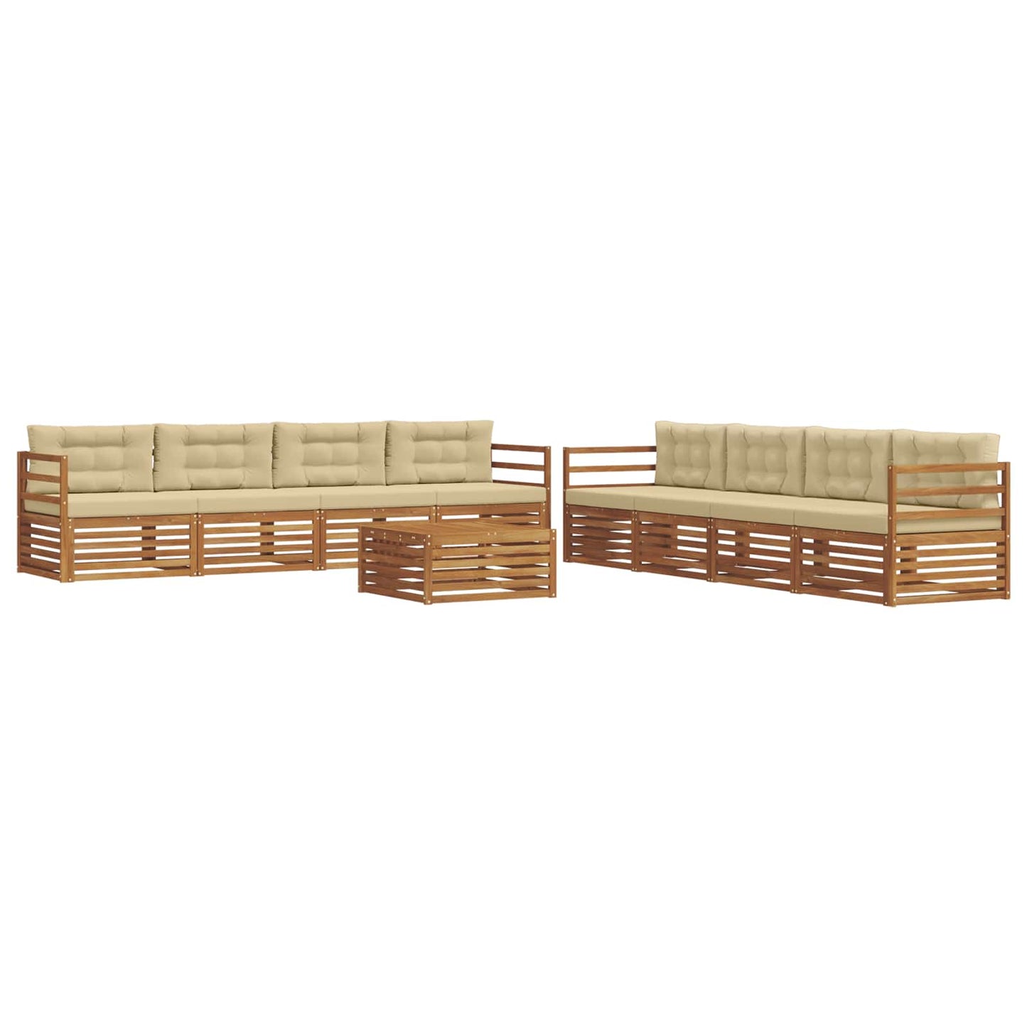 vidaXL Σειρά Καναπέ Εξωτερικού με μαξιλάρι 9 pcs Φυσικό και Μπεζ