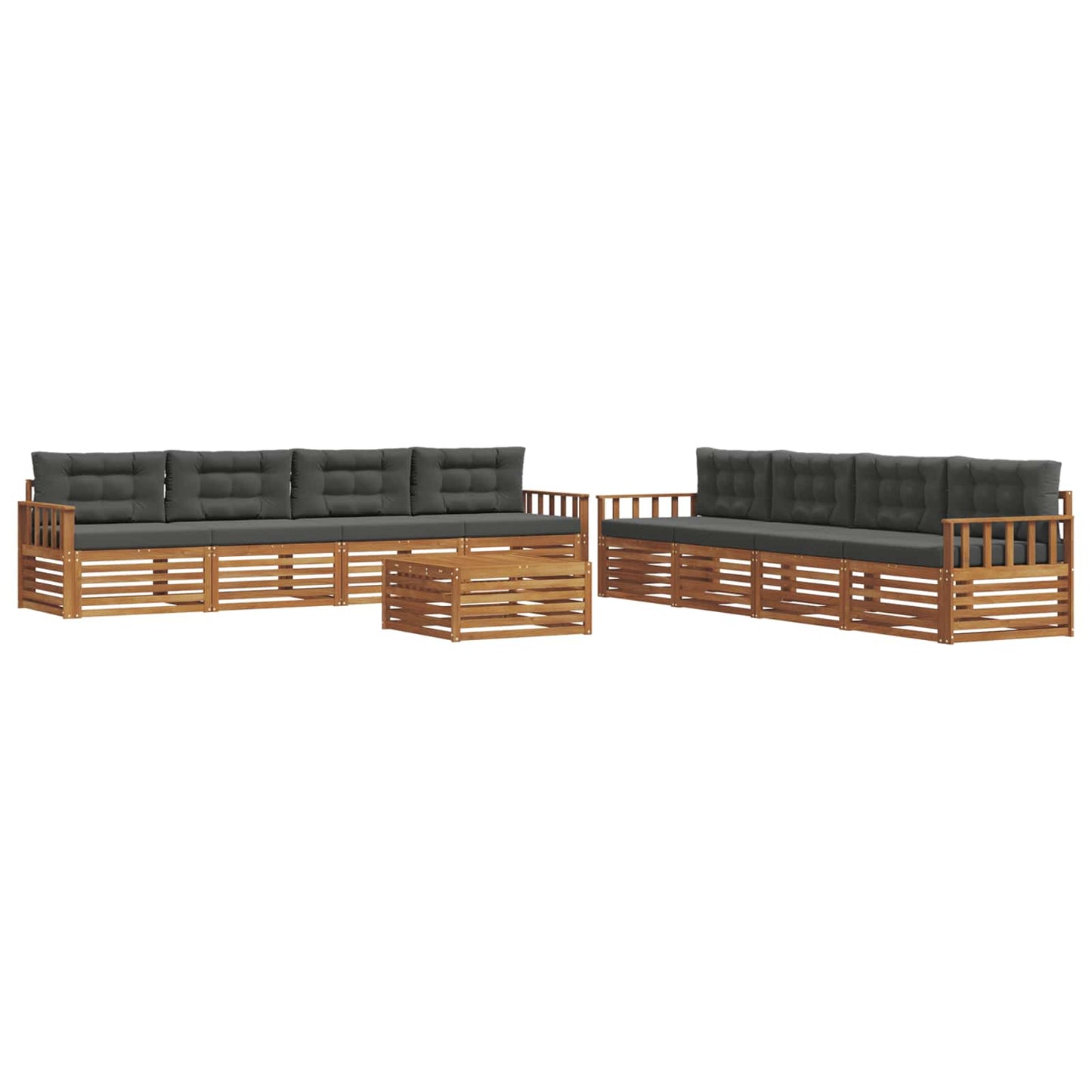 vidaXL Σειρά Καναπέ Εξωτερικού με μαξιλάρι 9 pcs Φυσικό και Ανθρακί