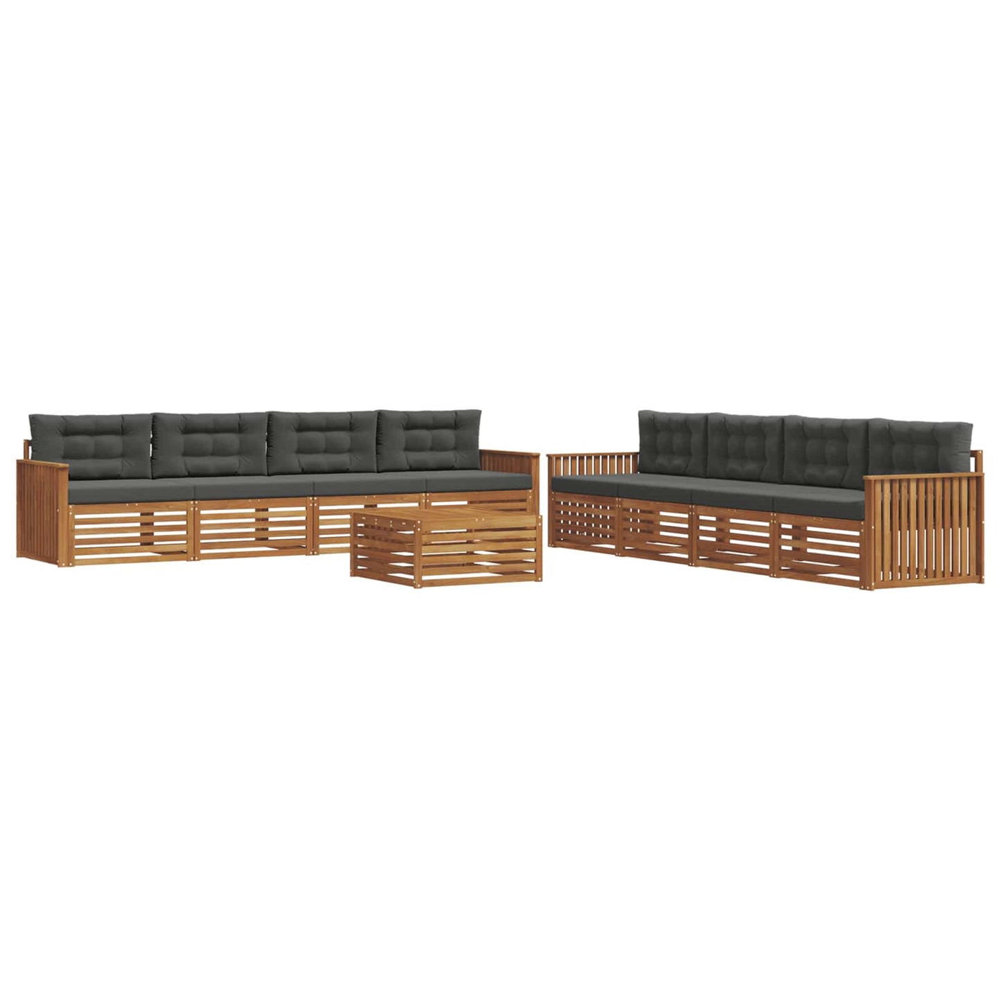 vidaXL Σειρά Καναπέ Εξωτερικού με μαξιλάρι 9 pcs Φυσικό και Ανθρακί