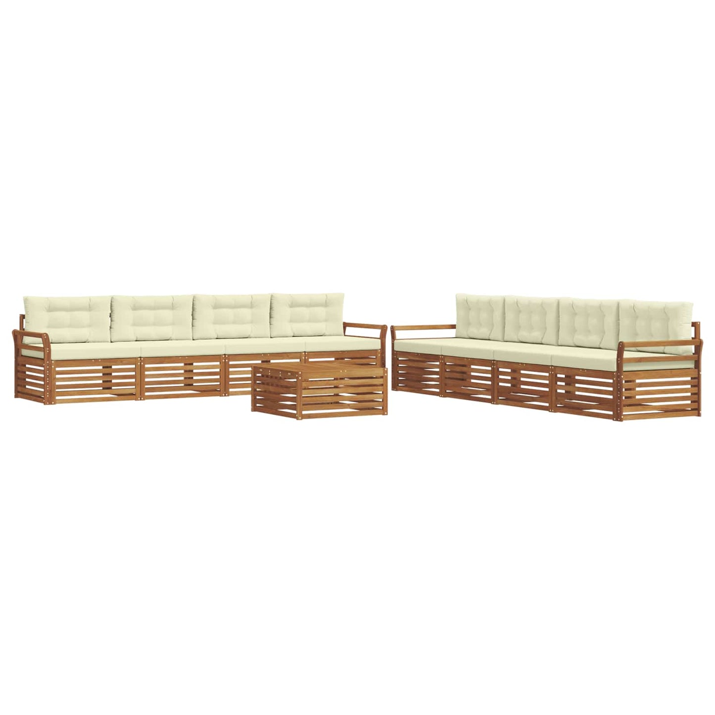 vidaXL Σειρά Καναπέ Εξωτερικού με μαξιλάρι 9 pcs Φυσικό και Κρέμα