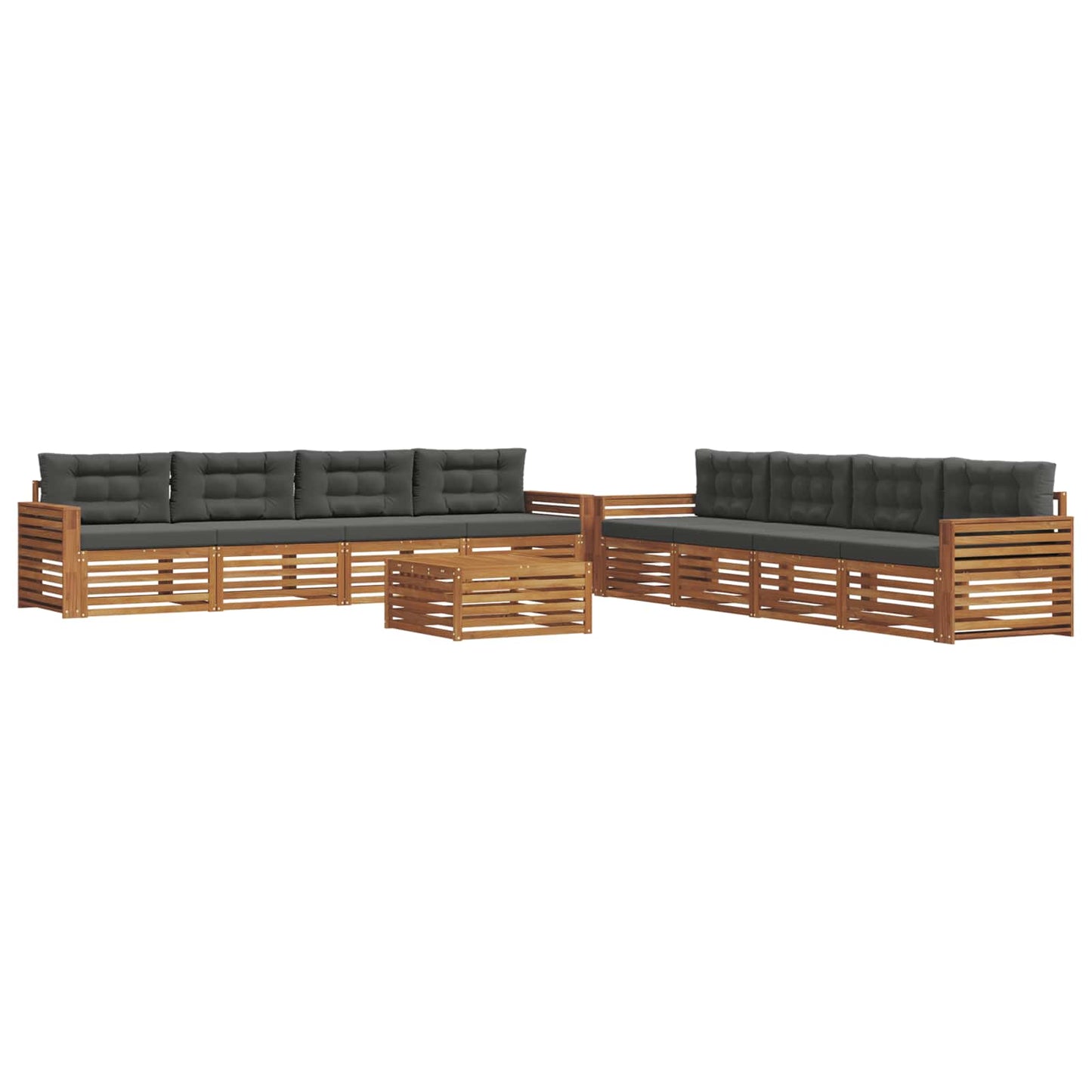 vidaXL Σειρά Καναπέ Εξωτερικού με μαξιλάρι 9 pcs Φυσικό και Ανθρακί