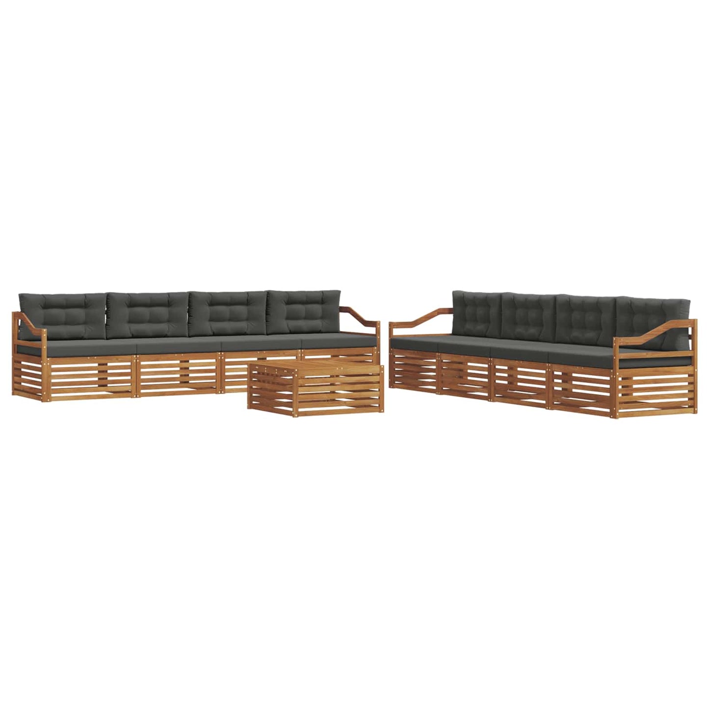vidaXL Σειρά Καναπέ Εξωτερικού με μαξιλάρι 9 pcs Φυσικό και Ανθρακί