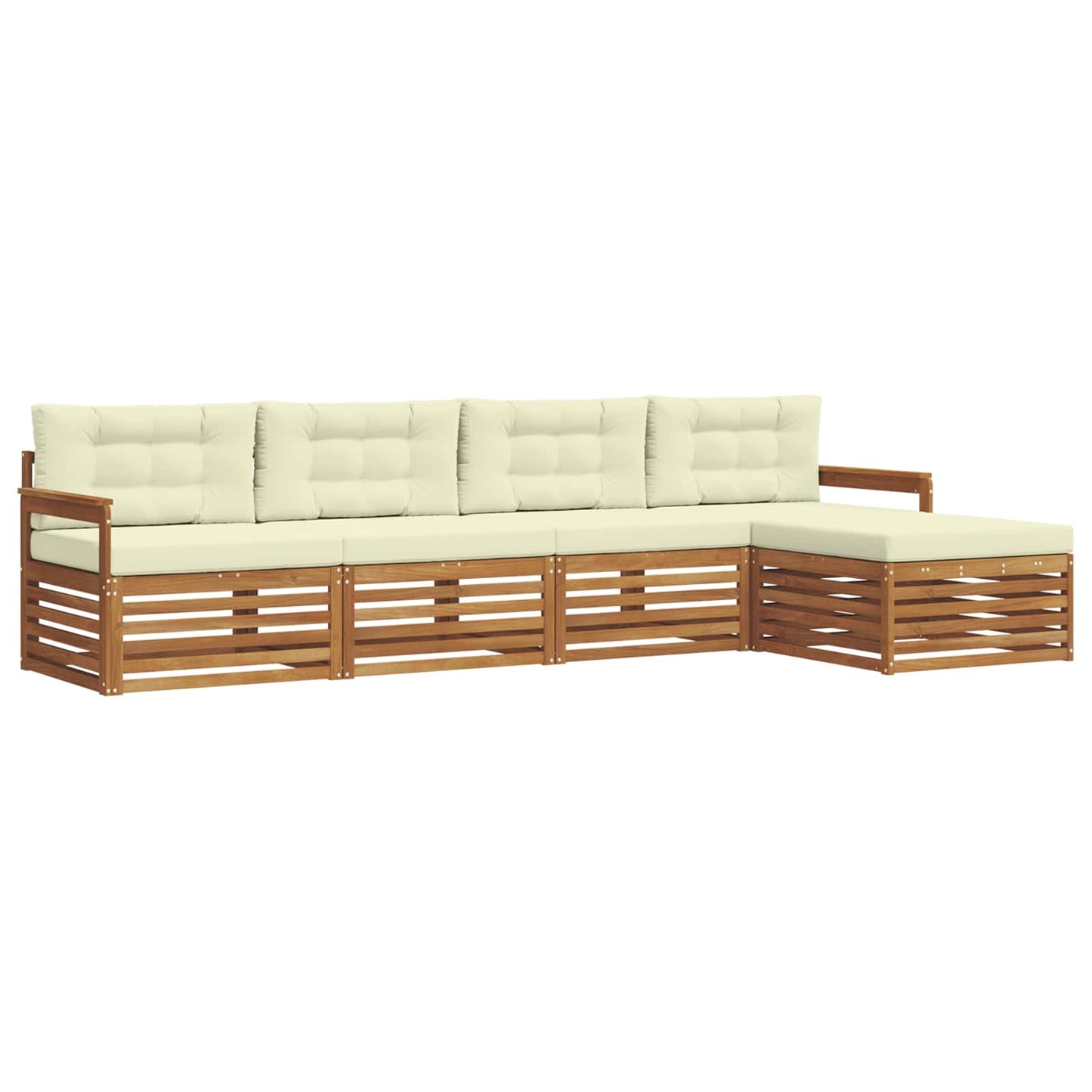 vidaXL Σειρά Καναπέ Εξωτερικού με μαξιλάρι 5 pcs Φυσικό και Κρέμα