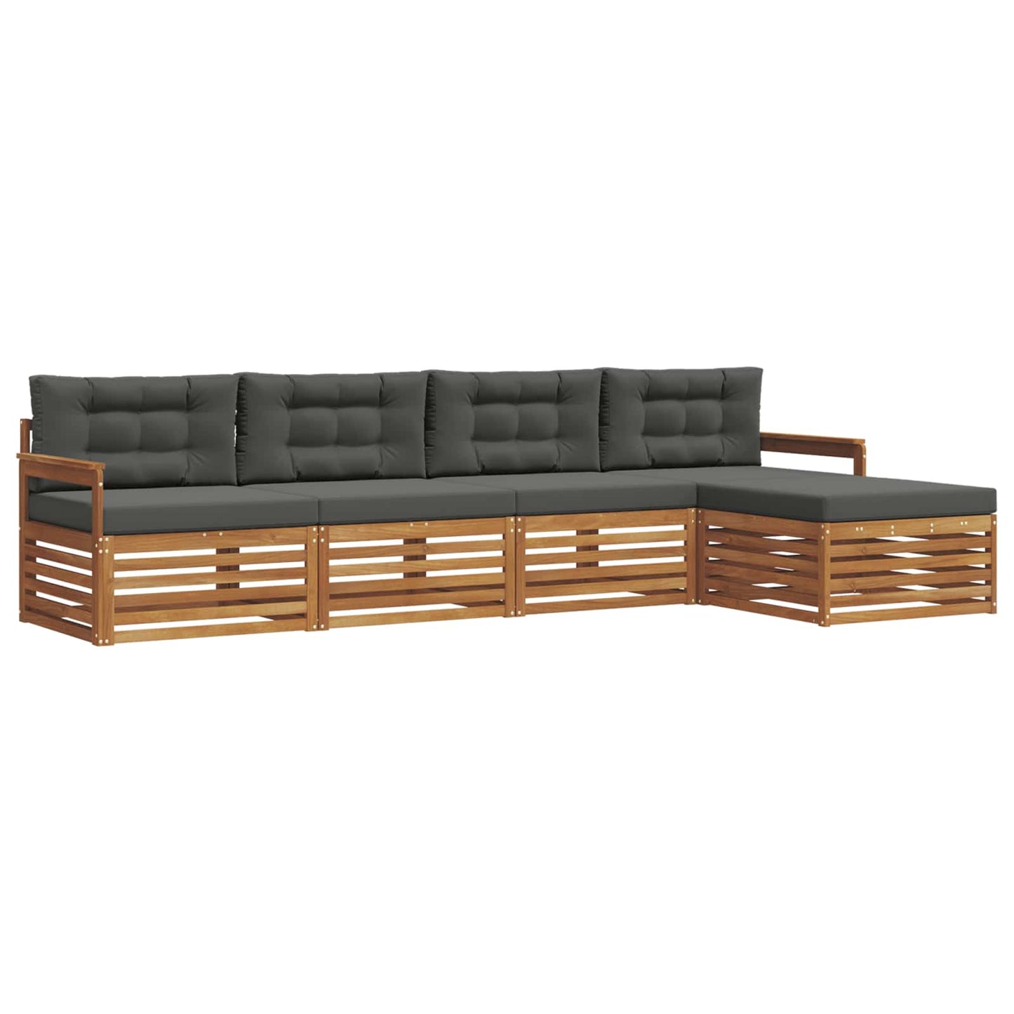 vidaXL Σειρά Καναπέ Εξωτερικού με μαξιλάρι 5 pcs Φυσικό και Ανθρακί