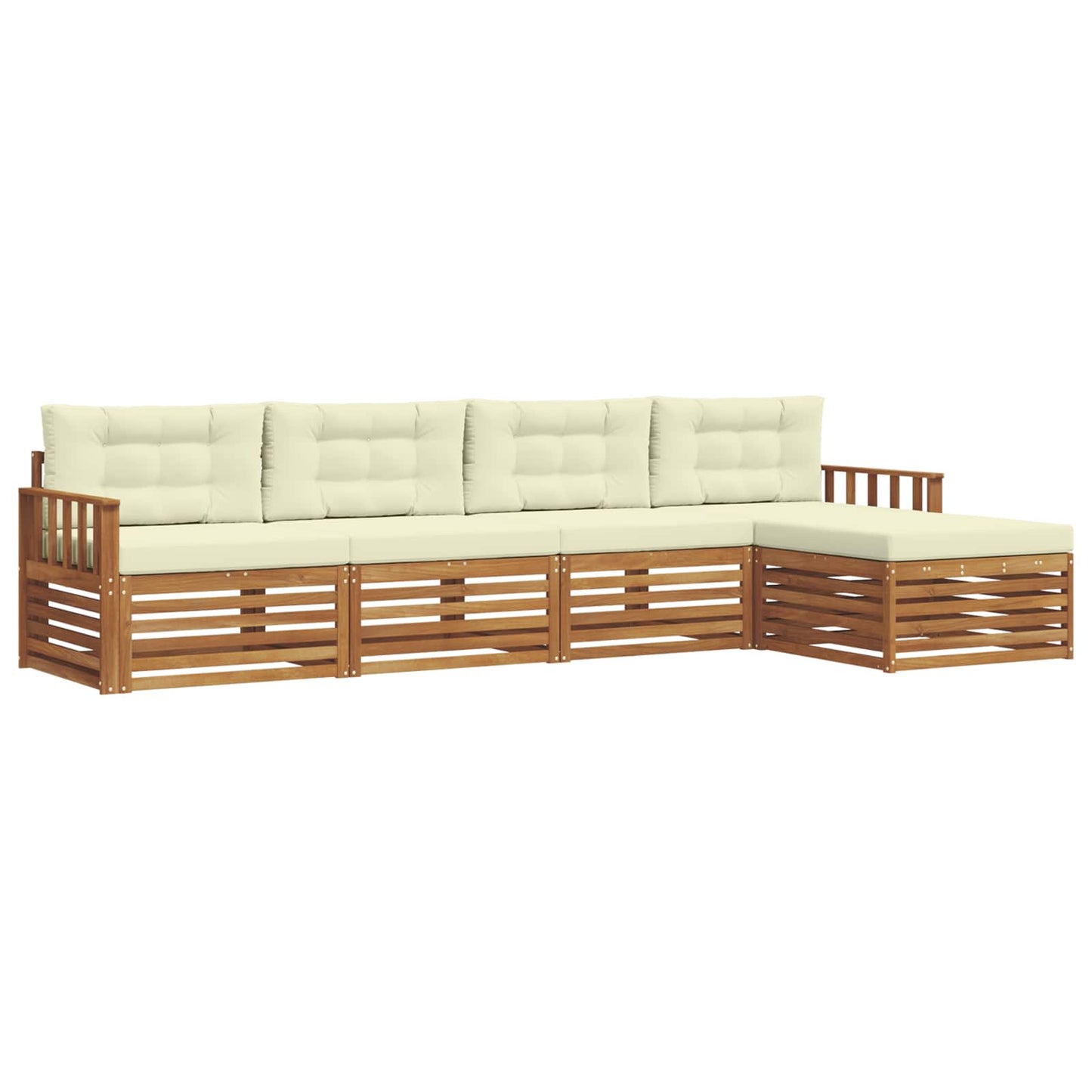 vidaXL Σειρά Καναπέ Εξωτερικού με μαξιλάρι 5 pcs Φυσικό και Κρέμα