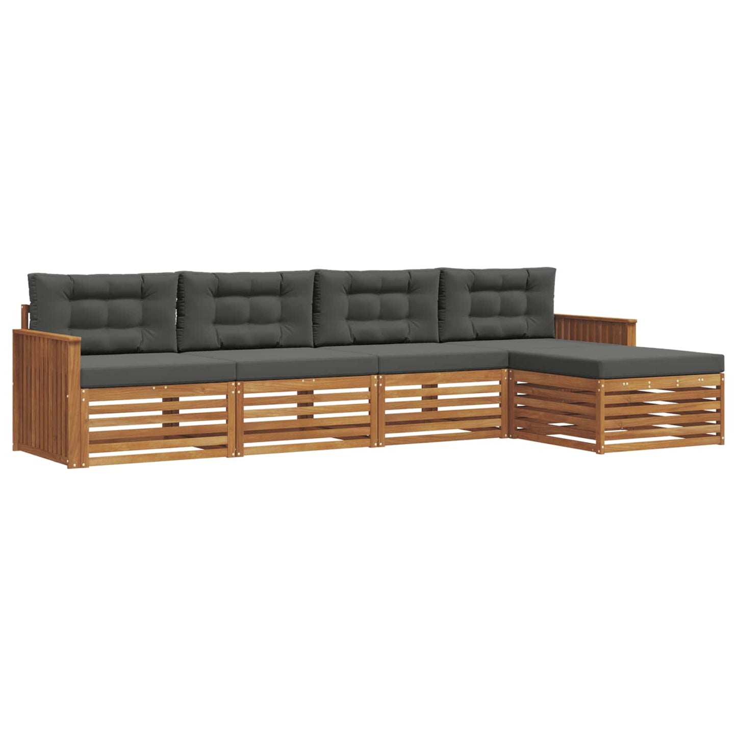vidaXL Σειρά Καναπέ Εξωτερικού με μαξιλάρι 5 pcs Φυσικό και Ανθρακί