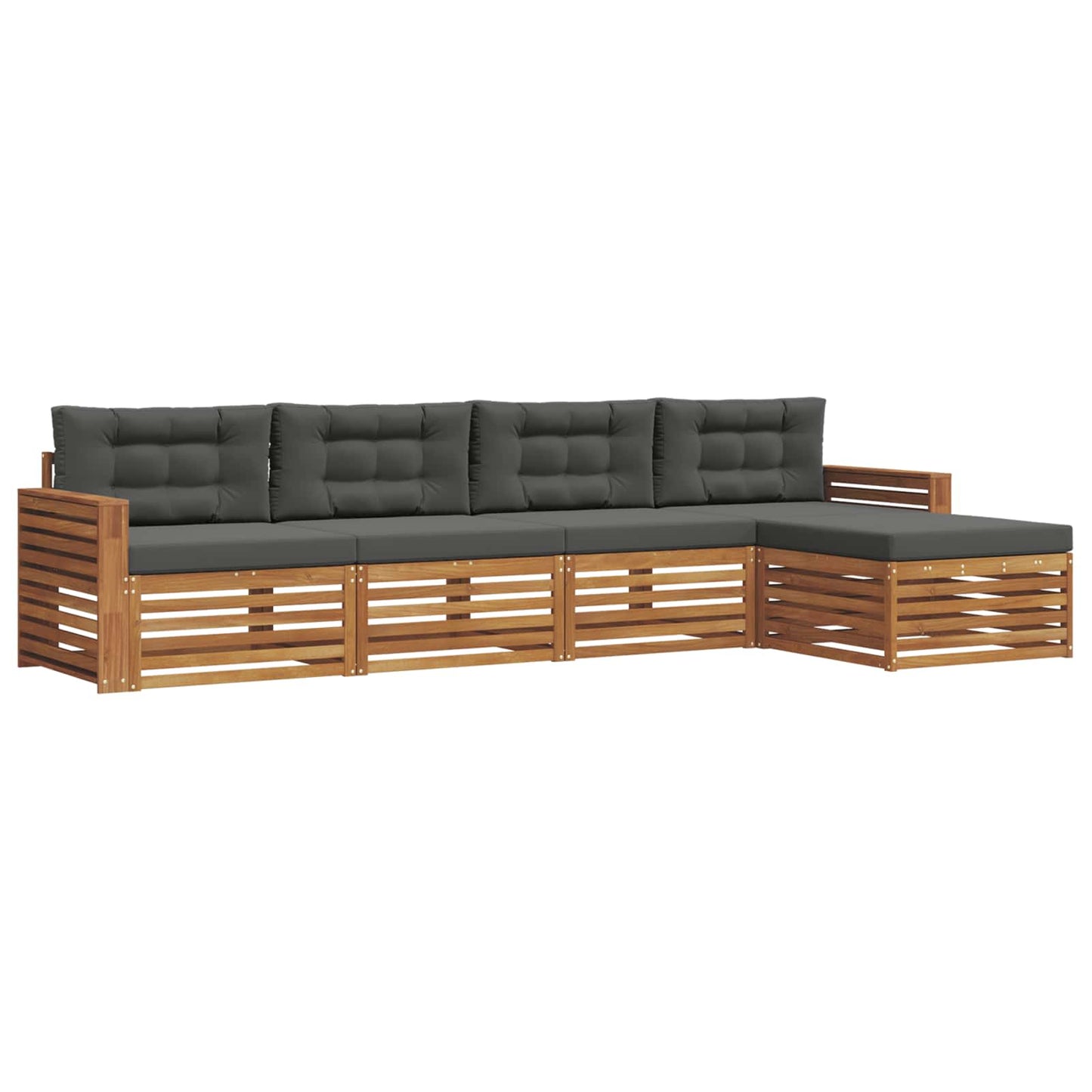 vidaXL Σειρά Καναπέ Εξωτερικού με μαξιλάρι 5 pcs Φυσικό και Ανθρακί