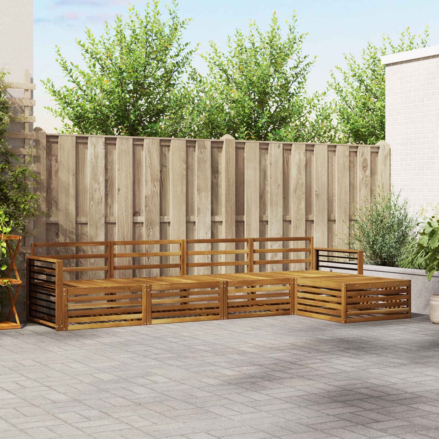 vidaXL Σειρά Καναπέ Εξωτερικού 5 pcs Φυσικό Στερεό Ξύλο Ακακίας