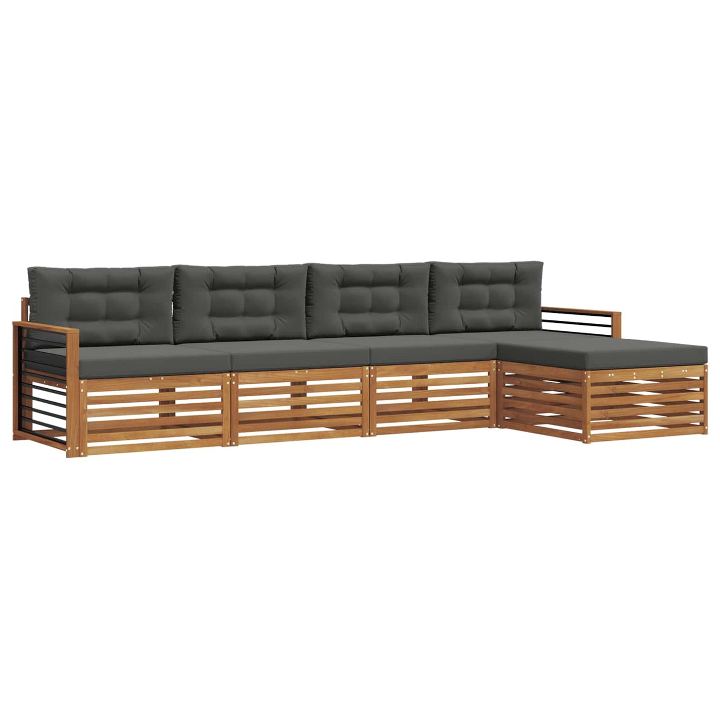 vidaXL Σειρά Καναπέ Εξωτερικού με μαξιλάρι 5 pcs Φυσικό και Ανθρακί