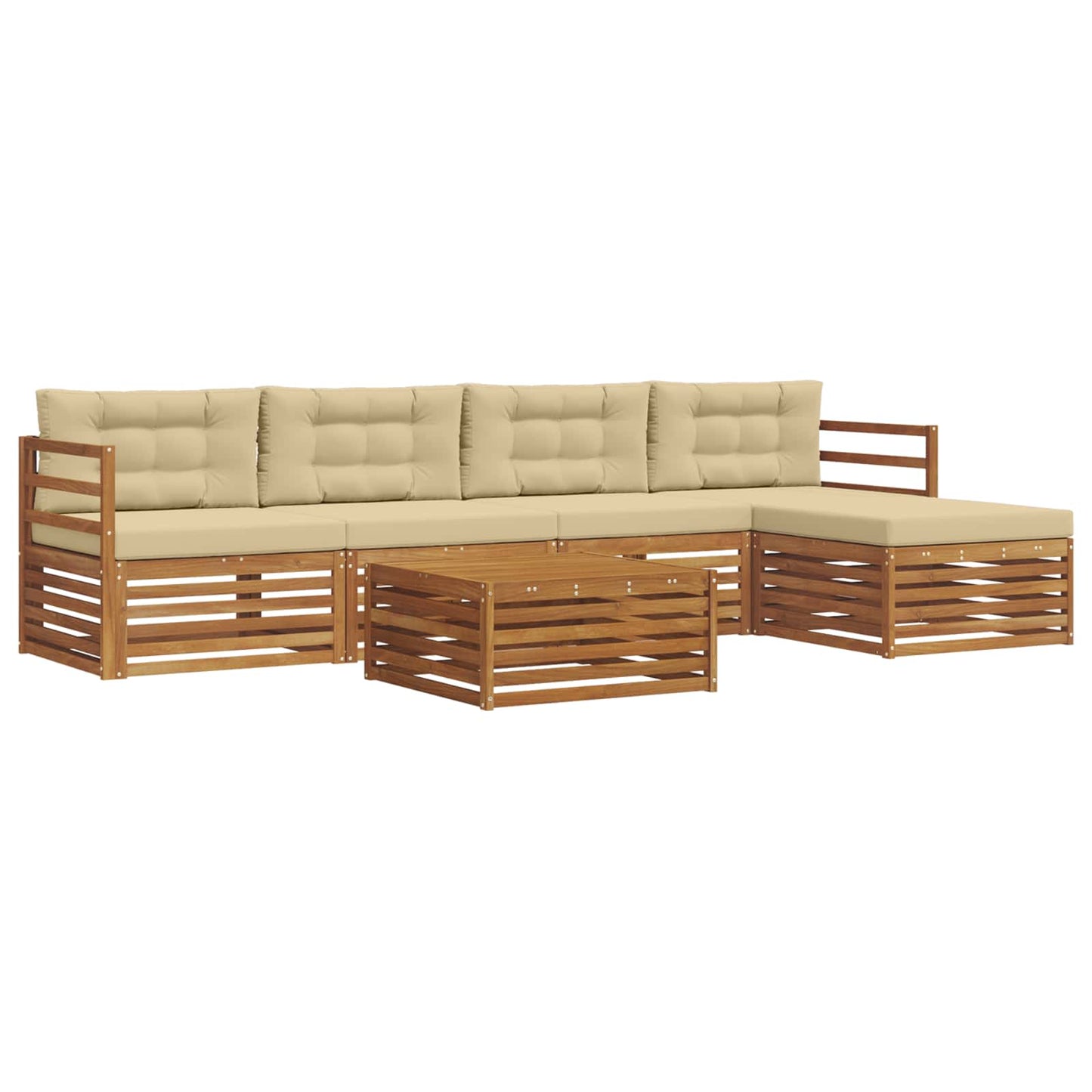 vidaXL Σειρά Καναπέ Εξωτερικού με μαξιλάρι 6 pcs Φυσικό και Μπεζ