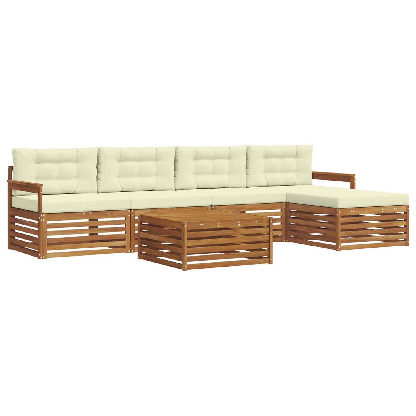 vidaXL Σειρά Καναπέ Εξωτερικού με μαξιλάρι 6 pcs Φυσικό και Κρέμα
