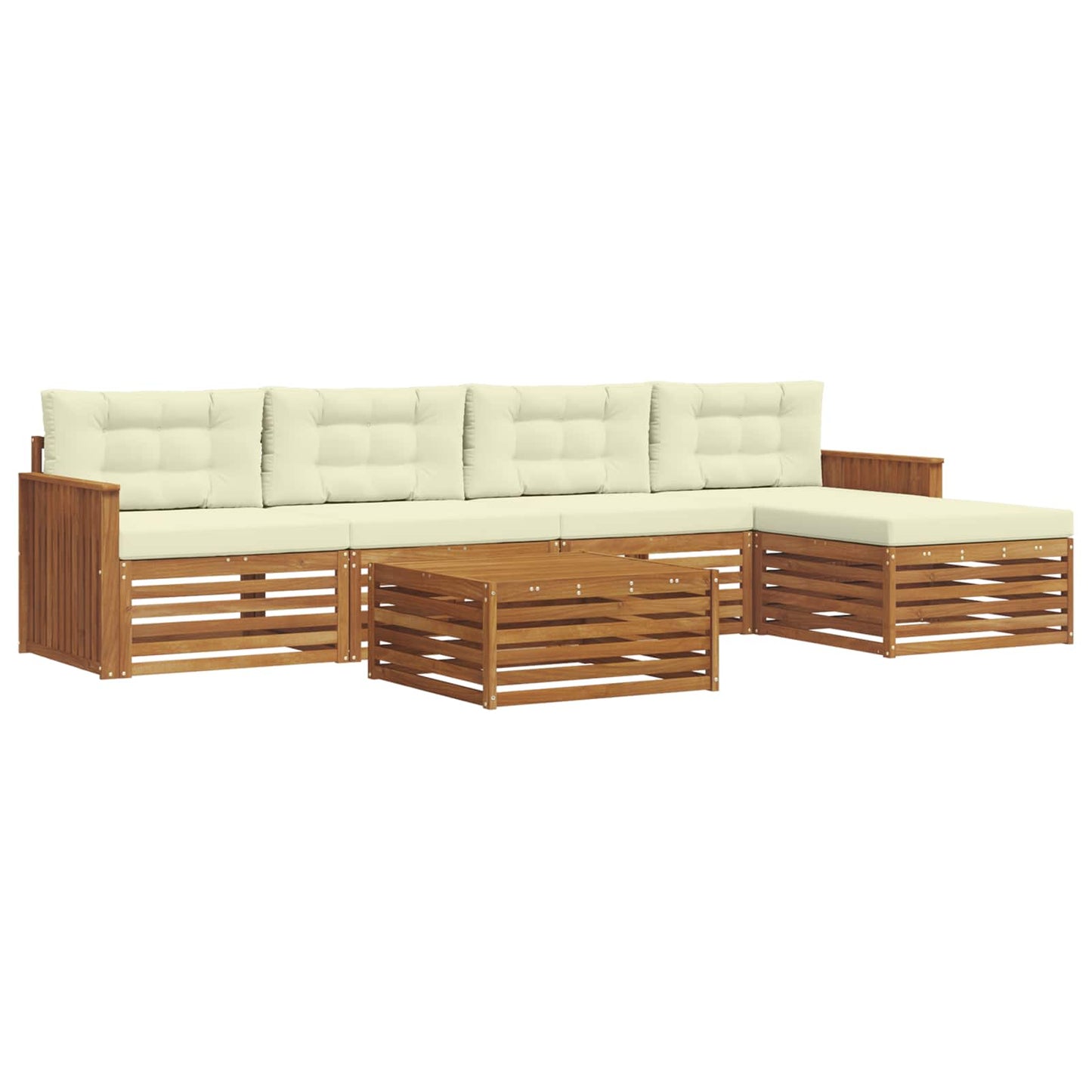 vidaXL Σειρά Καναπέ Εξωτερικού με μαξιλάρι 6 pcs Φυσικό και Κρέμα