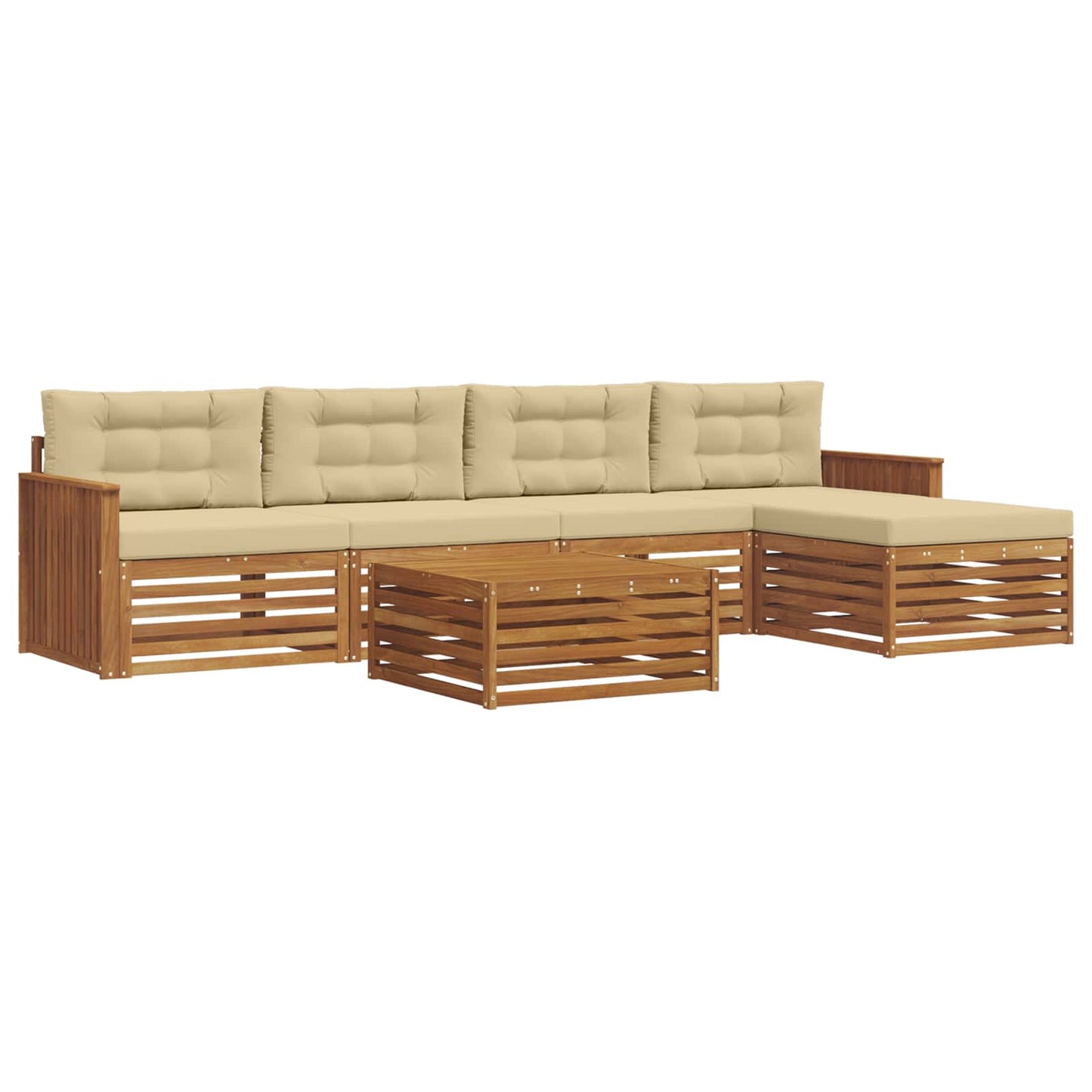 vidaXL Σειρά Καναπέ Εξωτερικού με μαξιλάρι 6 pcs Φυσικό και Μπεζ