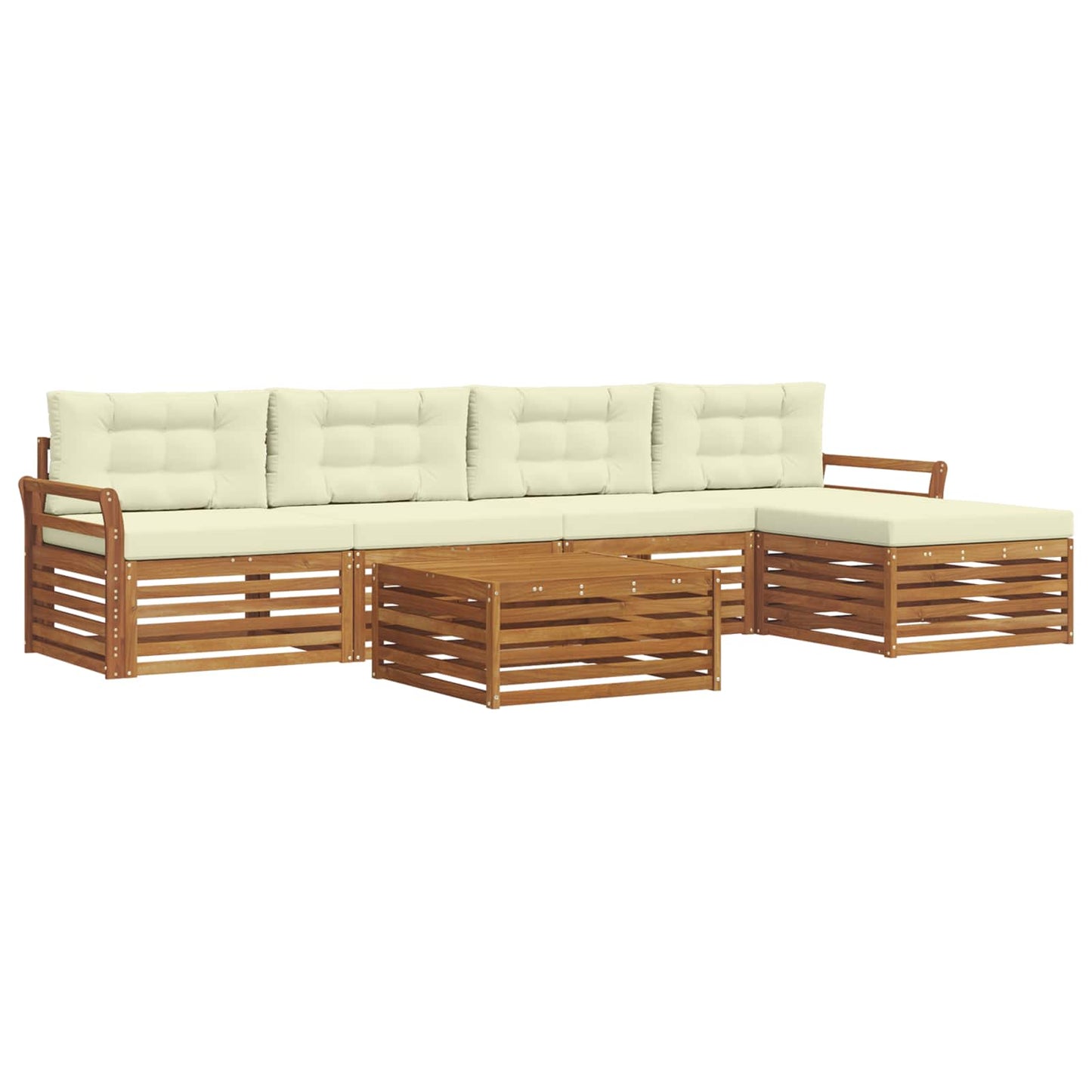 vidaXL Σειρά Καναπέ Εξωτερικού με μαξιλάρι 6 pcs Φυσικό και Κρέμα