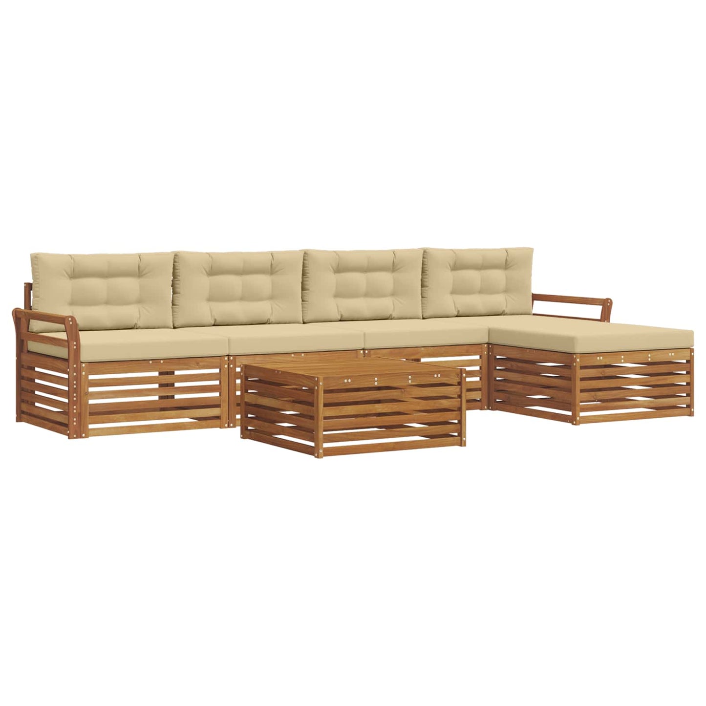 vidaXL Σειρά Καναπέ Εξωτερικού με μαξιλάρι 6 pcs Φυσικό και Μπεζ