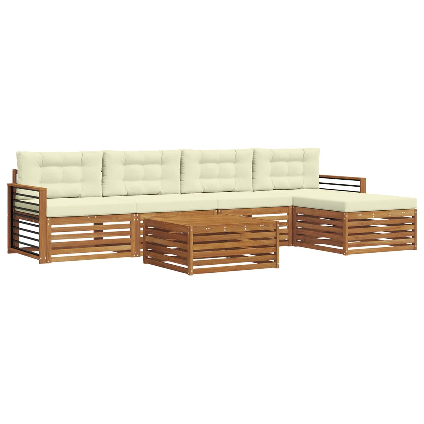 vidaXL Σειρά Καναπέ Εξωτερικού με μαξιλάρι 6 pcs Φυσικό και Κρέμα