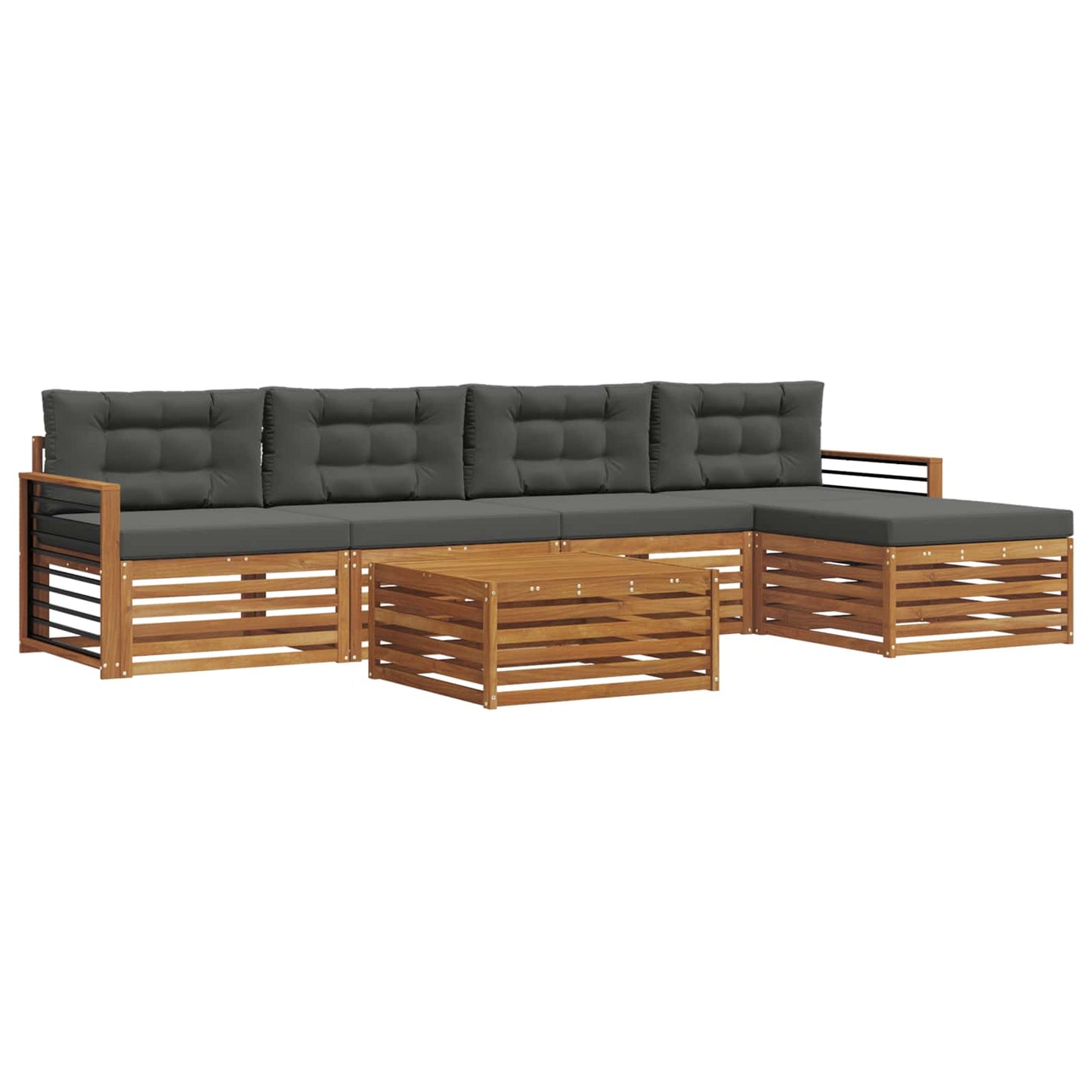 vidaXL Σειρά Καναπέ Εξωτερικού με μαξιλάρι 6 pcs Φυσικό και Ανθρακί