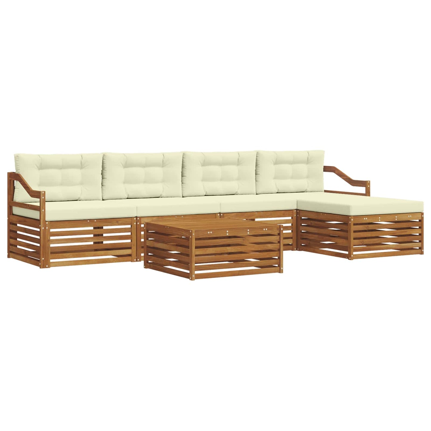vidaXL Σειρά Καναπέ Εξωτερικού με μαξιλάρι 6 pcs Φυσικό και Κρέμα