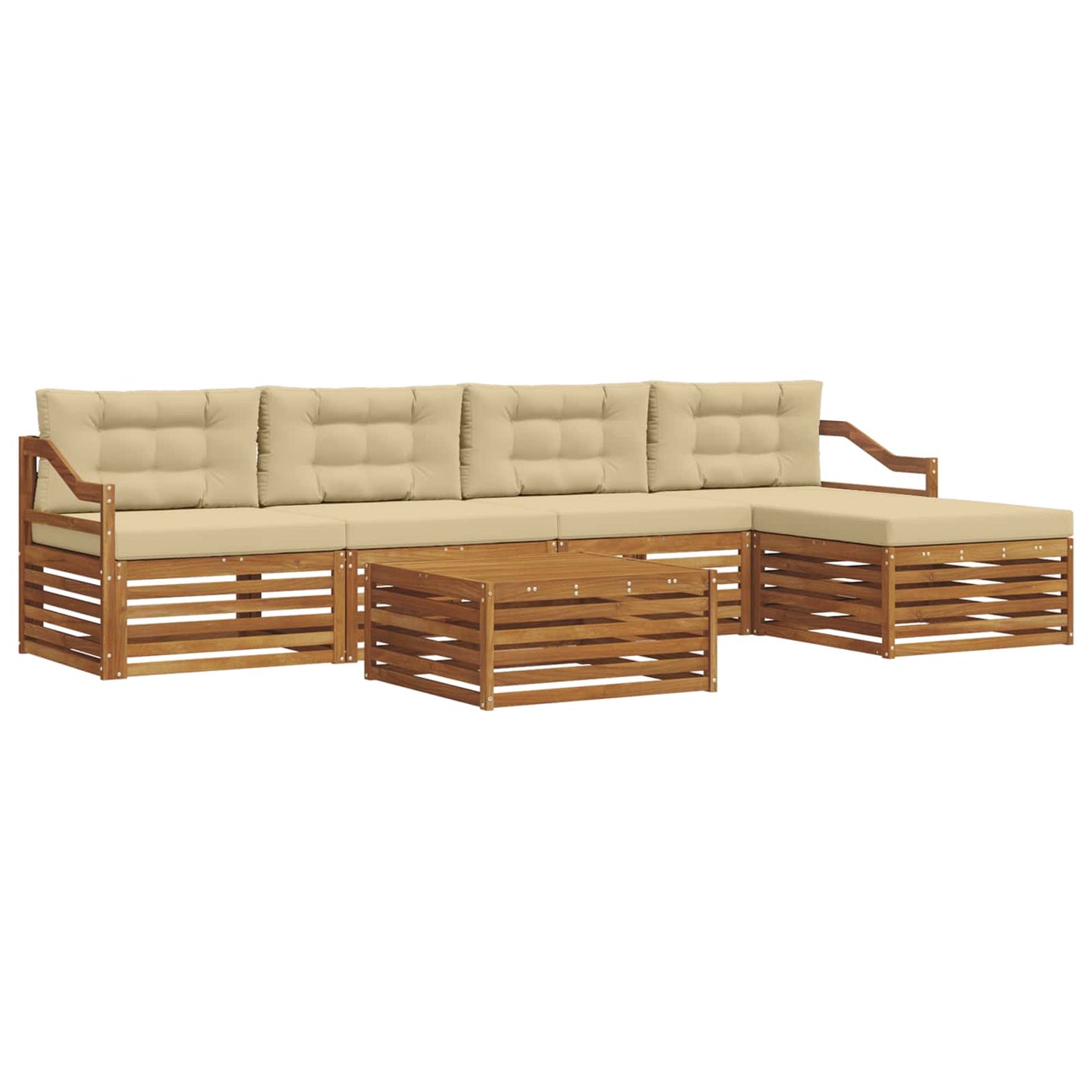 vidaXL Σειρά Καναπέ Εξωτερικού με μαξιλάρι 6 pcs Φυσικό και Μπεζ