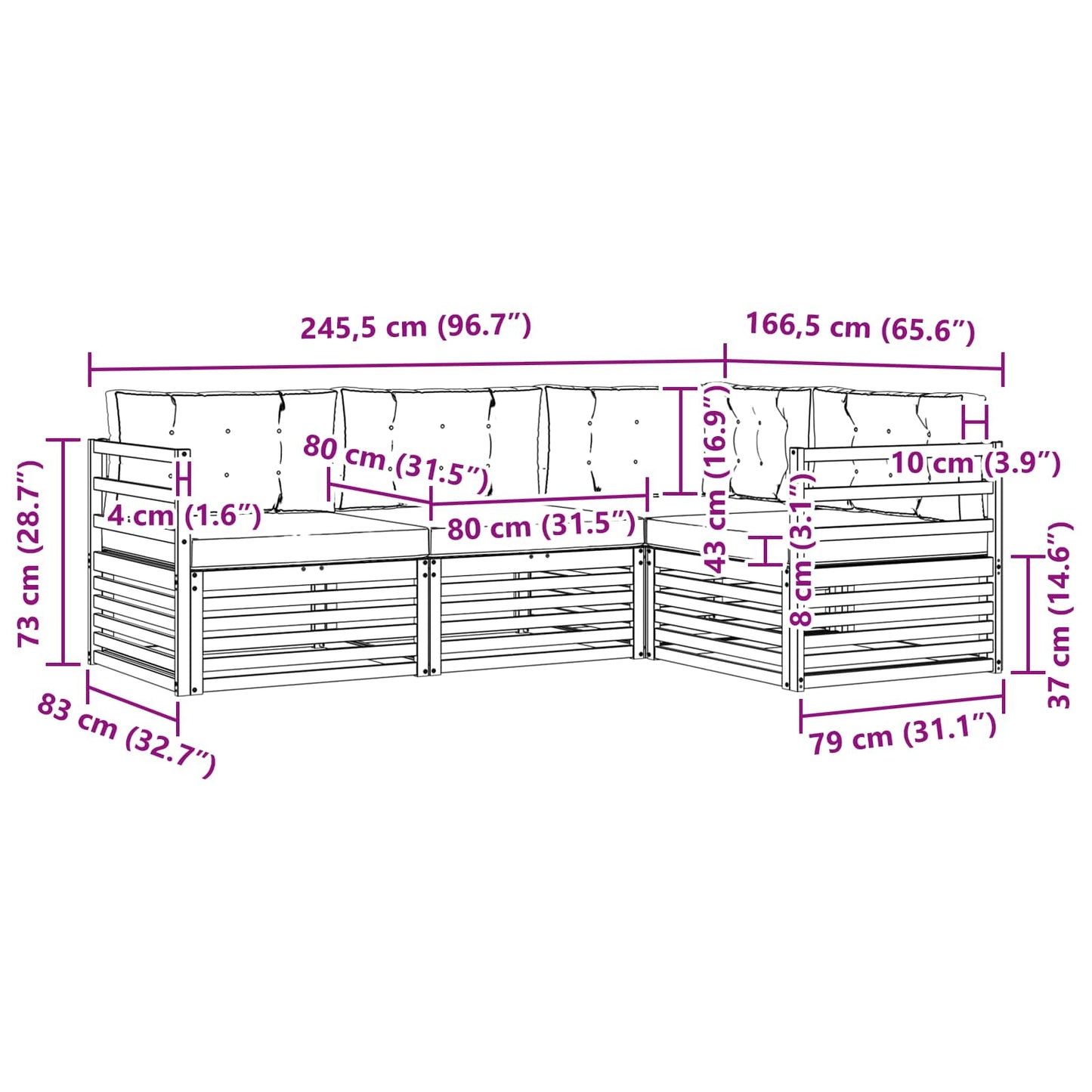 vidaXL Σειρά Καναπέ Εξωτερικού 4 pcs Φυσικό και Ανοιχτό Γκρι