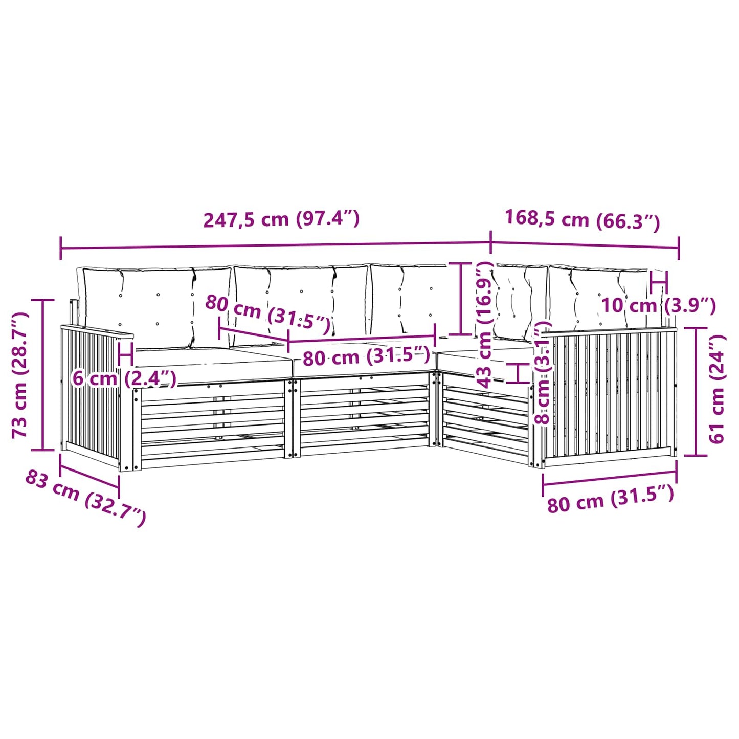 vidaXL Σειρά Καναπέ Εξωτερικού 4 pcs Φυσικό και Ανοιχτό Γκρι