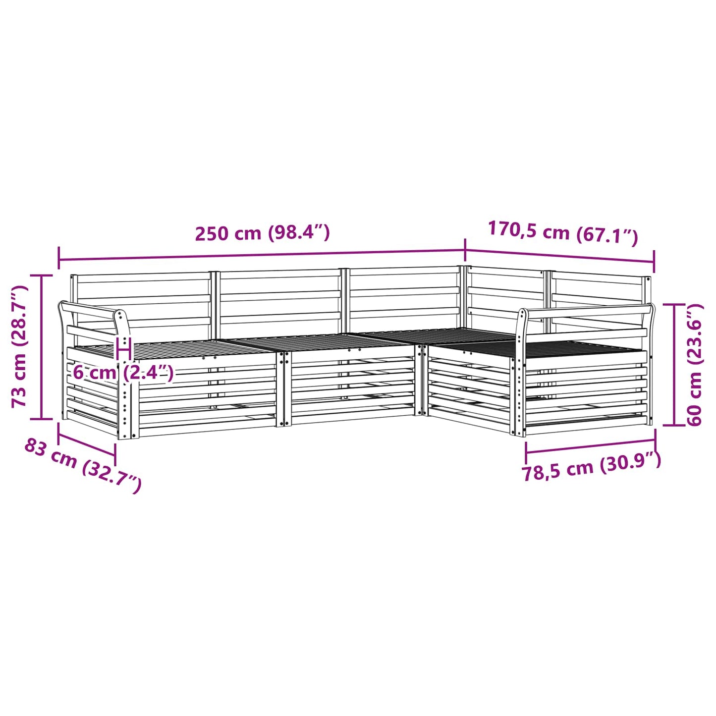 vidaXL Σειρά Καναπέ Εξωτερικού 4 pcs Φυσικό Στερεό Ξύλο Ακακίας