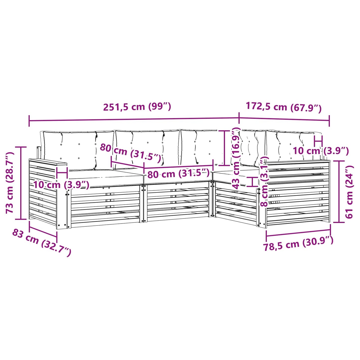 vidaXL Σειρά Καναπέ Εξωτερικού με μαξιλάρι 4 pcs Φυσικό και Κρέμα