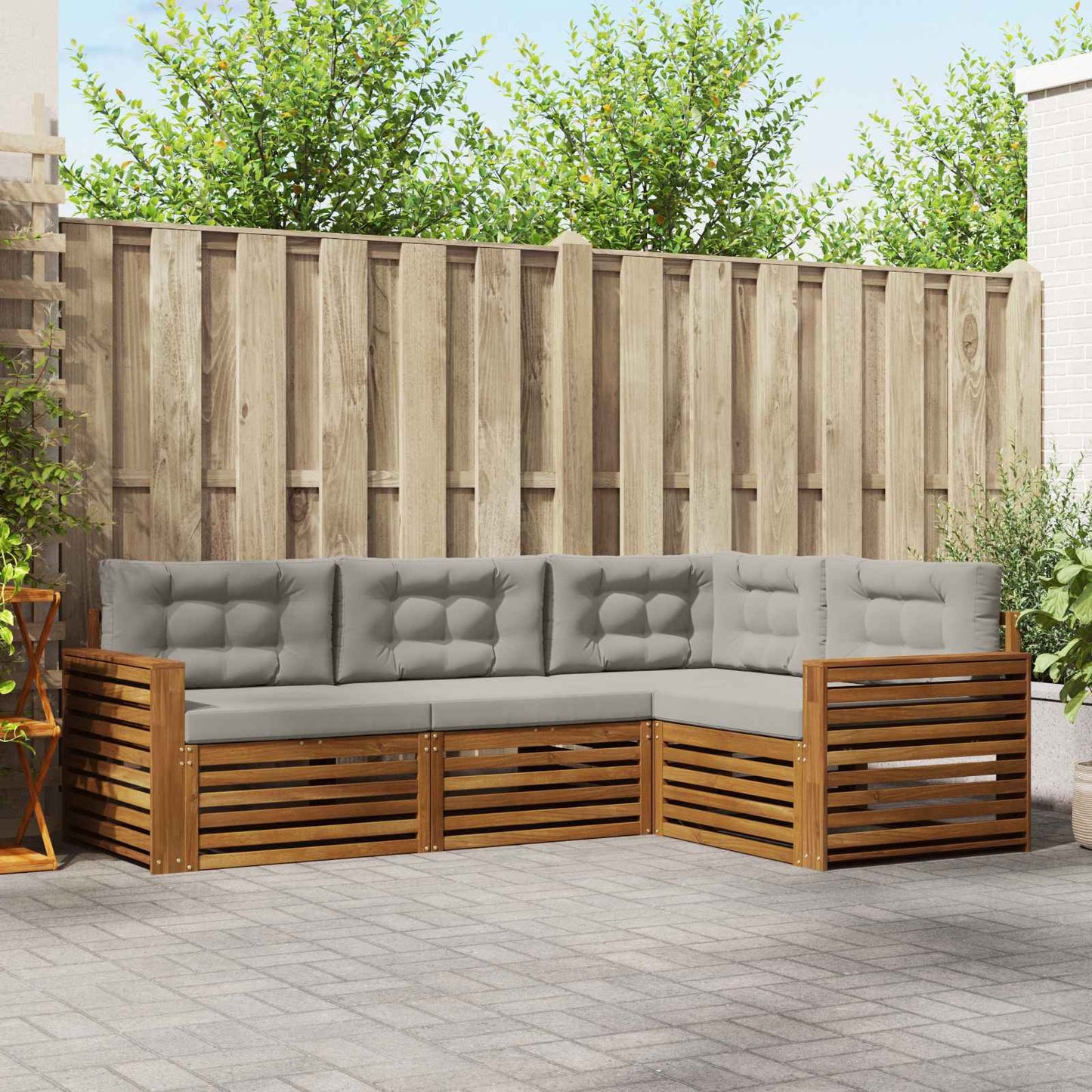 vidaXL Σειρά Καναπέ Εξωτερικού 4 pcs Φυσικό και Ανοιχτό Γκρι