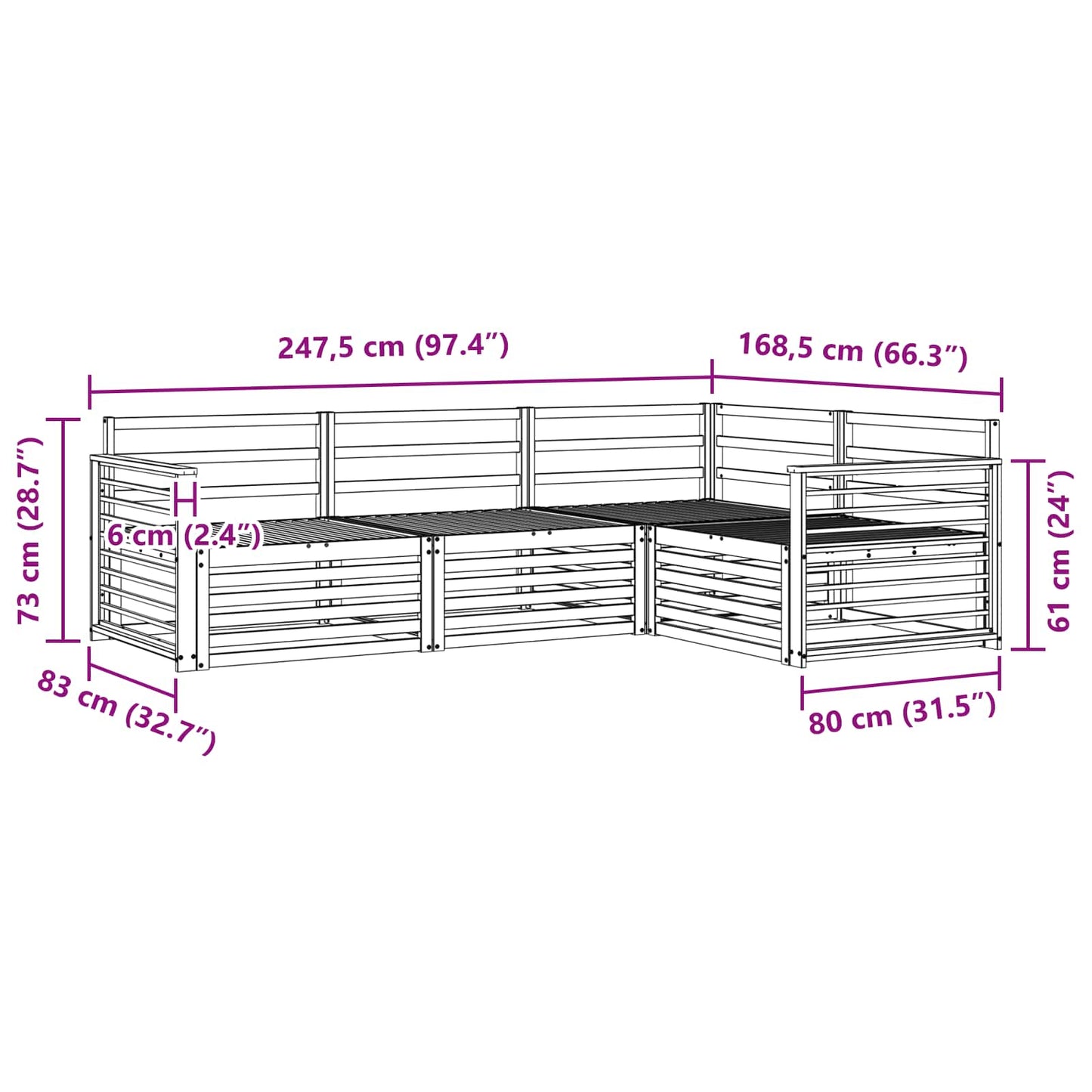 vidaXL Σειρά Καναπέ Εξωτερικού 4 pcs Φυσικό Στερεό Ξύλο Ακακίας