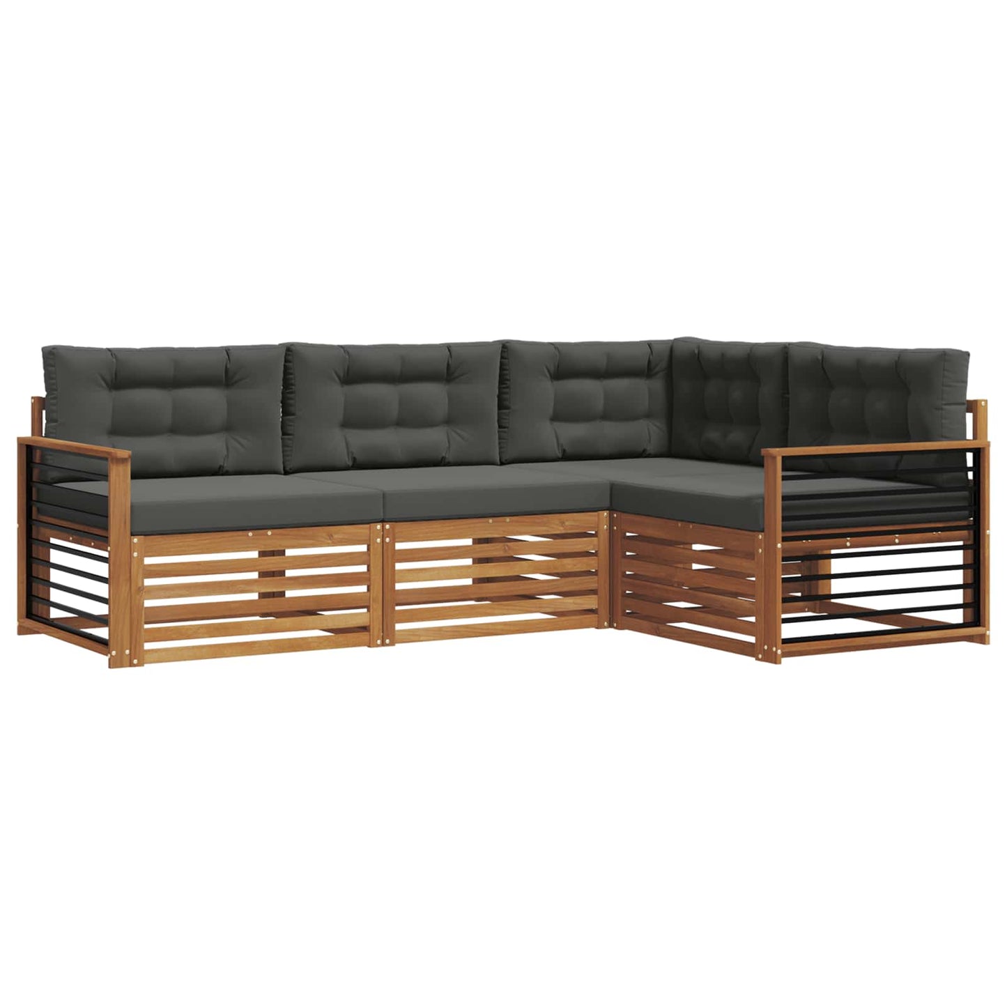 vidaXL Σειρά Καναπέ Εξωτερικού με μαξιλάρι 4 pcs Φυσικό και Ανθρακί