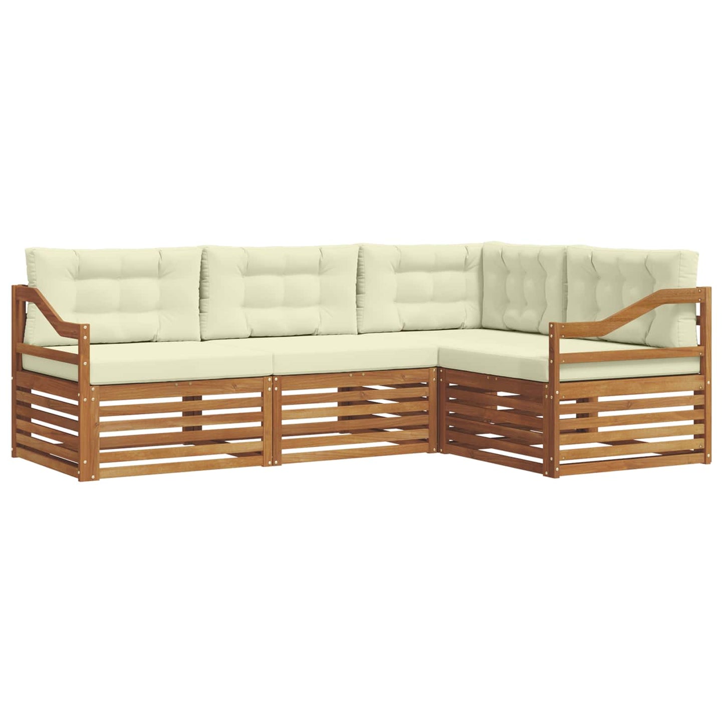 vidaXL Σειρά Καναπέ Εξωτερικού με μαξιλάρι 4 pcs Φυσικό και Κρέμα