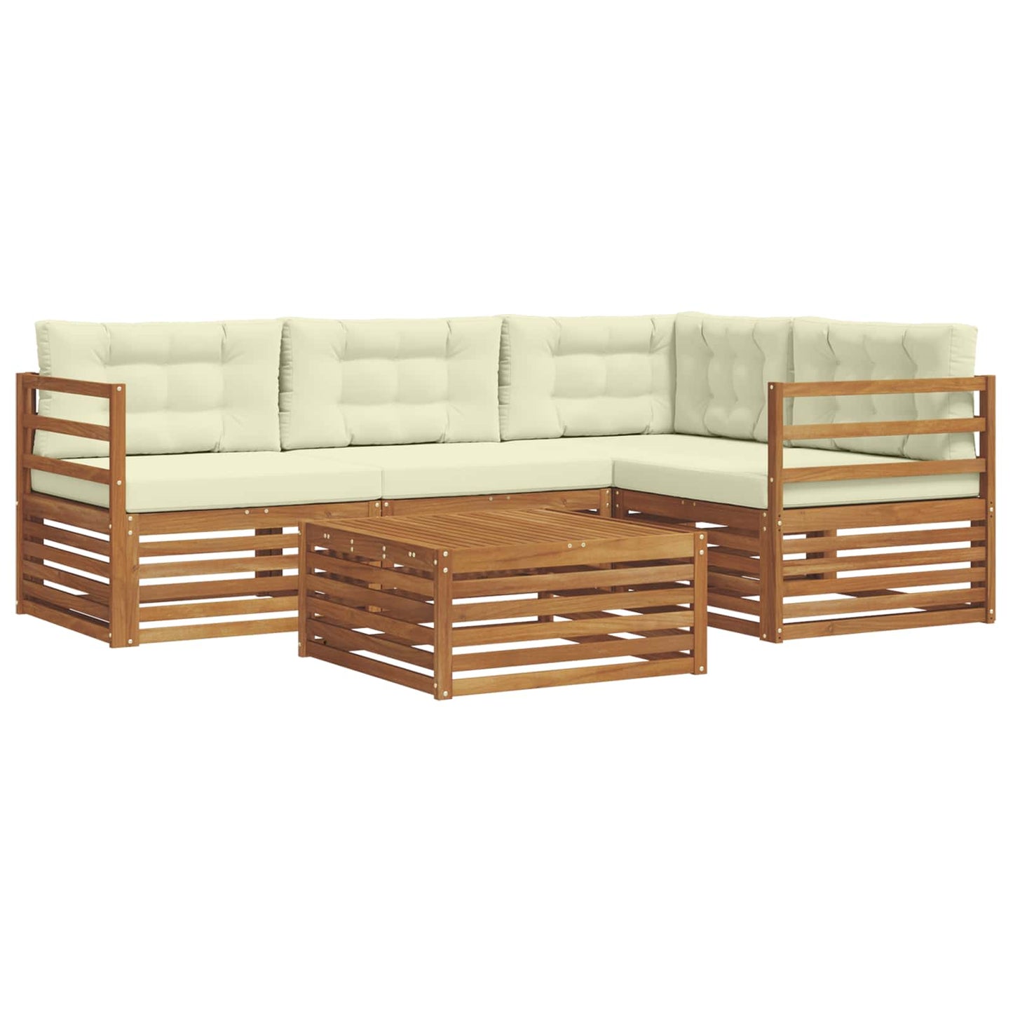 vidaXL Σειρά Καναπέ Εξωτερικού με μαξιλάρι 5 pcs Φυσικό και Κρέμα