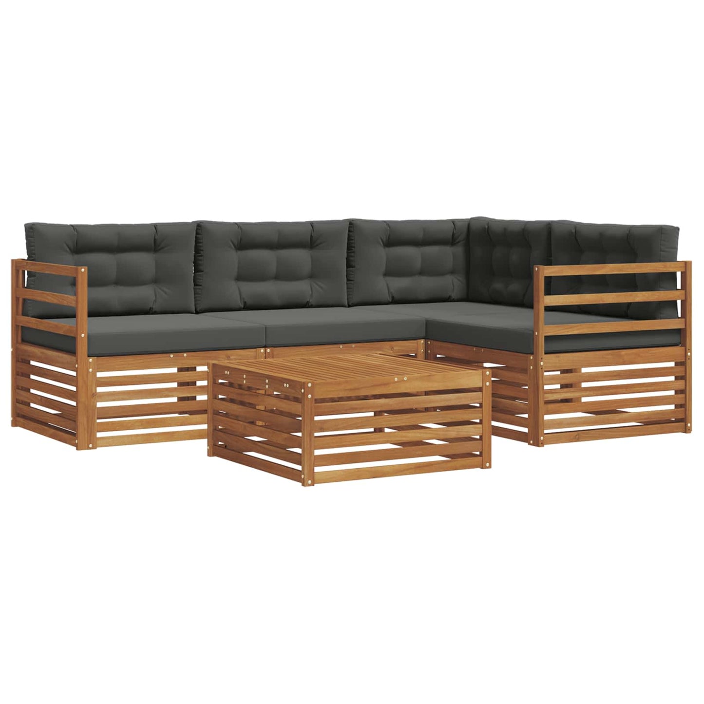 vidaXL Σειρά Καναπέ Εξωτερικού με μαξιλάρι 5 pcs Φυσικό και Ανθρακί