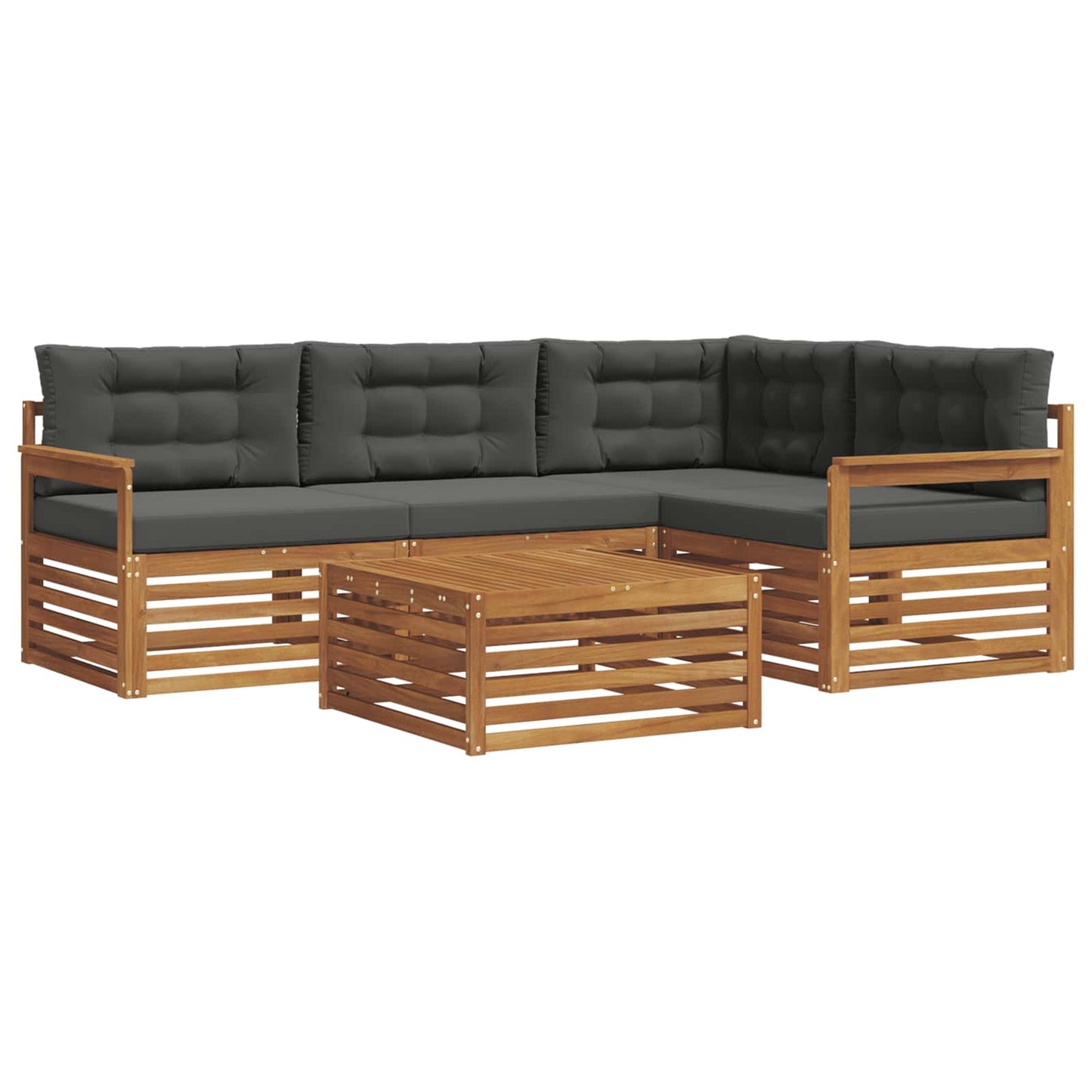 vidaXL Σειρά Καναπέ Εξωτερικού με μαξιλάρι 5 pcs Φυσικό και Ανθρακί