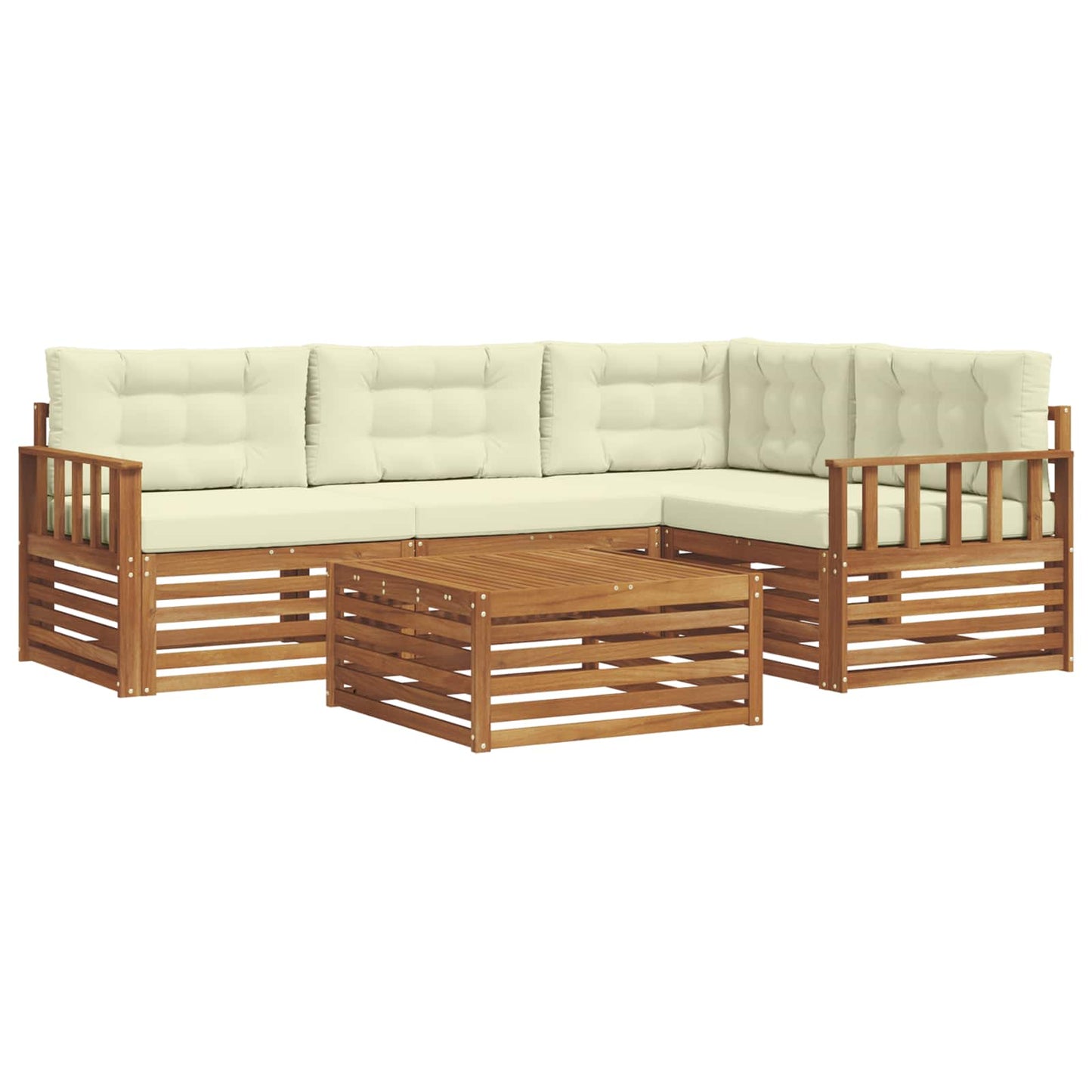 vidaXL Σειρά Καναπέ Εξωτερικού με μαξιλάρι 5 pcs Φυσικό και Κρέμα