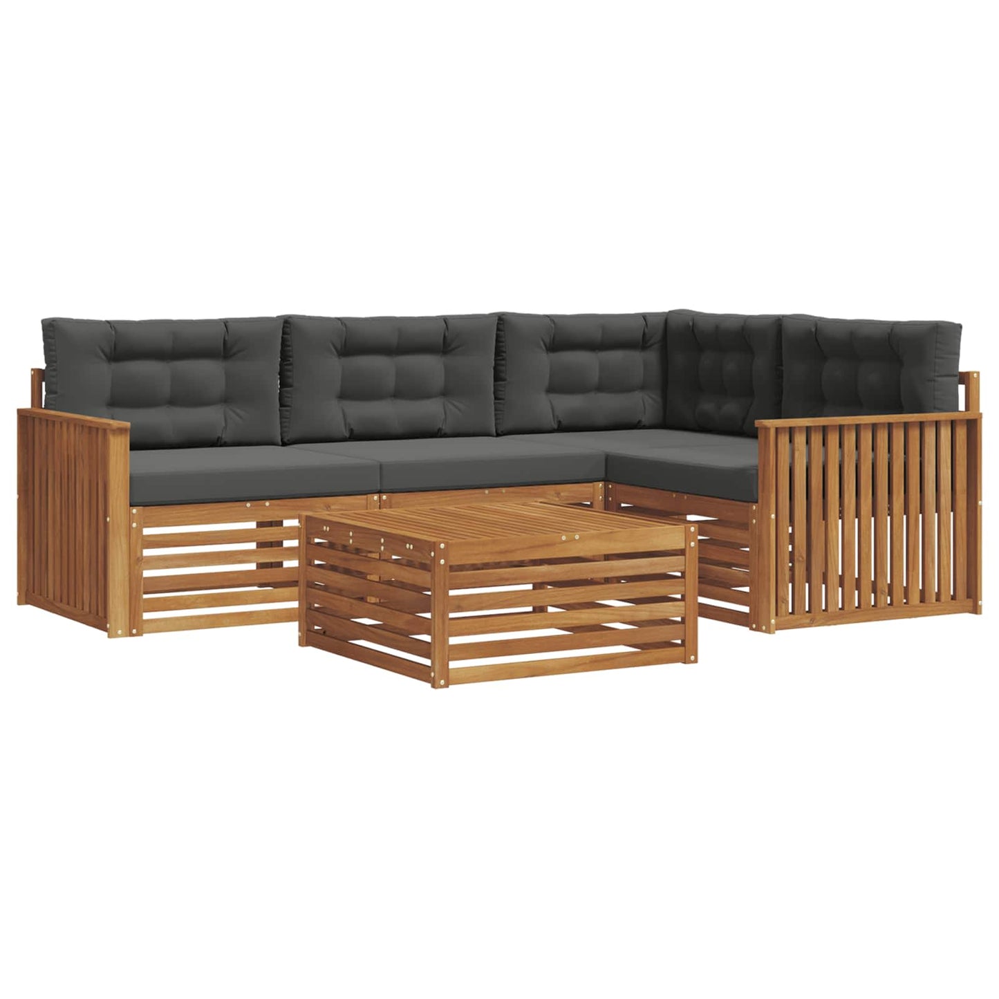 vidaXL Σειρά Καναπέ Εξωτερικού με μαξιλάρι 5 pcs Φυσικό και Ανθρακί