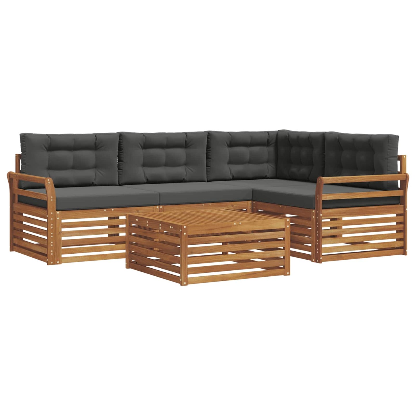 vidaXL Σειρά Καναπέ Εξωτερικού με μαξιλάρι 5 pcs Φυσικό και Ανθρακί