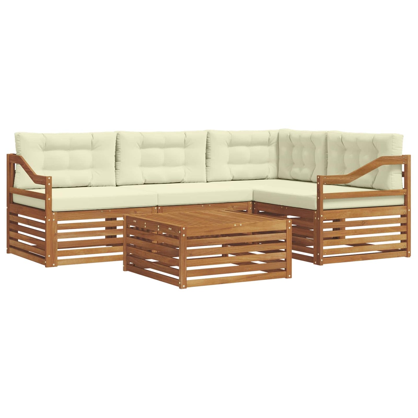 vidaXL Σειρά Καναπέ Εξωτερικού με μαξιλάρι 5 pcs Φυσικό και Κρέμα