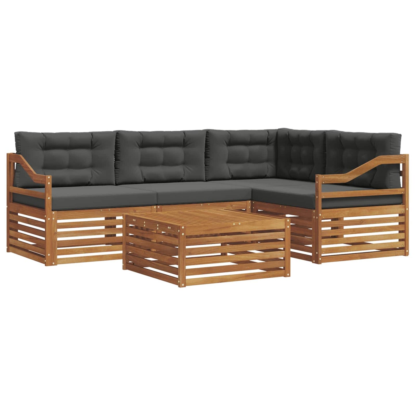 vidaXL Σειρά Καναπέ Εξωτερικού με μαξιλάρι 5 pcs Φυσικό και Ανθρακί